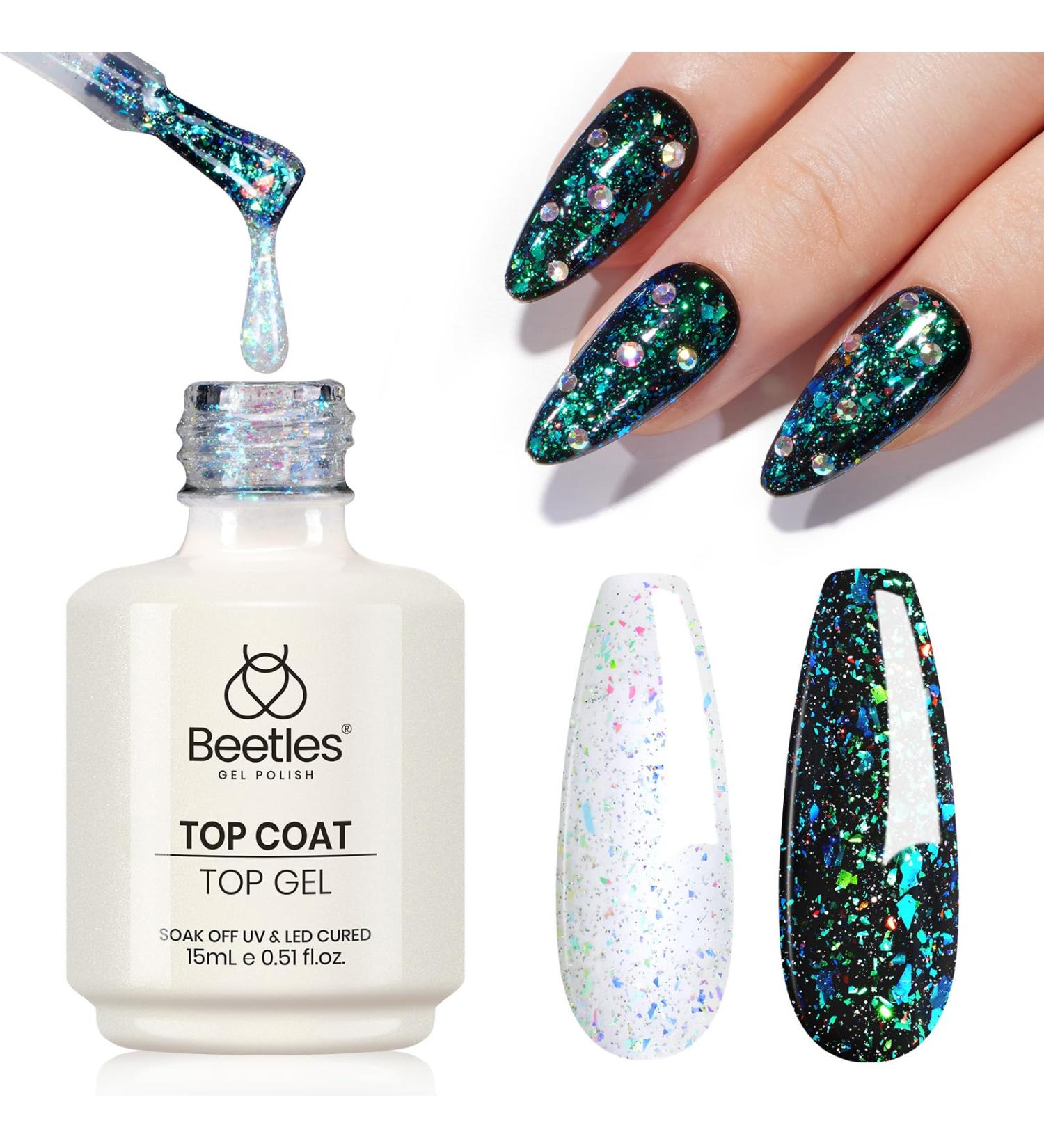 beetles Gel Polish 15ML Reflective Glitter Gel Polish No Wipe Top Coat Glitter Gel Polish Iridescent Glossy Shiny Gel Nail Polish Sparkle Soak Off UV Led Nail Manicure DIY Home Salon - Buy Online on GoSupps.com