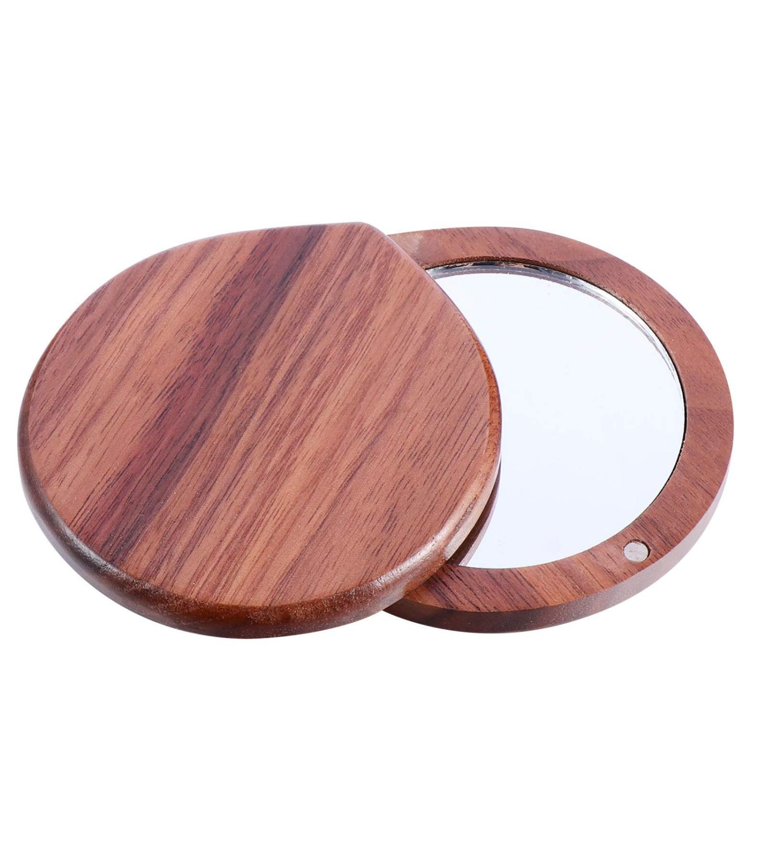 Beaupretty Small Compact Mirror - Wooden Cosmetic Mirror for Outdoor Makeup and Travel - Buy Online on GoSupps.com