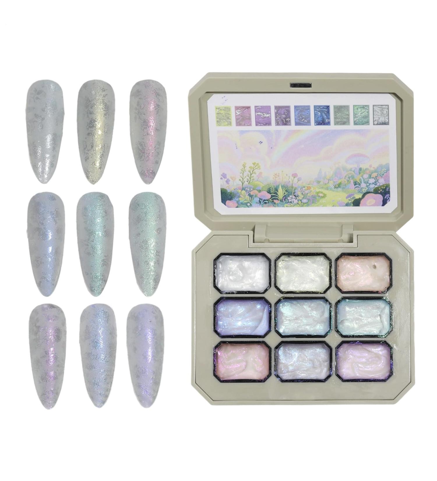 Gel Appliquer par Tapotement | Gel pour D grad de Manucure | Palette De Vernis 9 Couleurs Accessoires Pour Peinture D'Ongles Et Manucure Destin s Aux Professionnels De Mariage D butantes - Buy Online on GoSupps.com