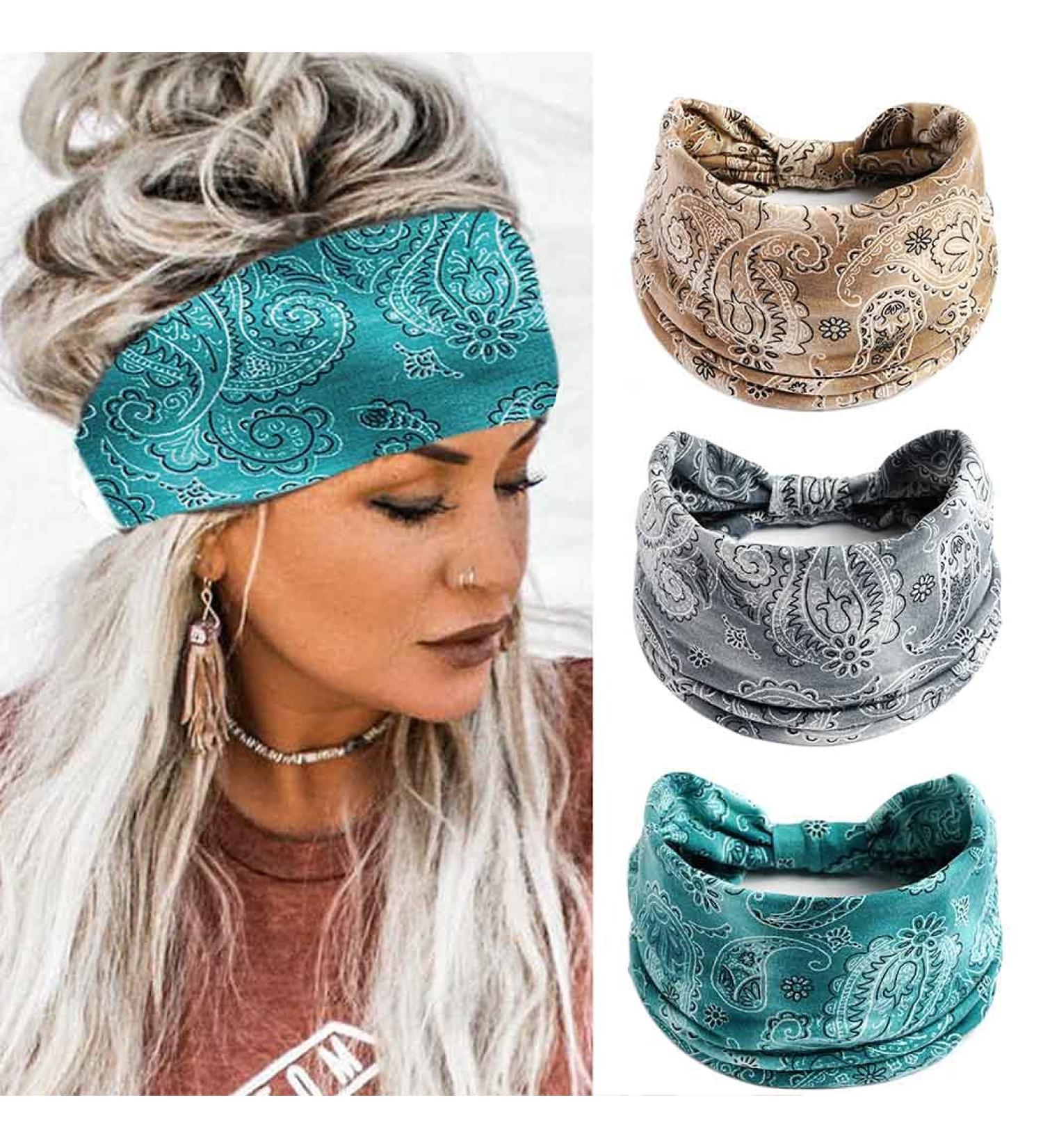 Aceorna Boho Bandeau Headbands - Floral Printed Elastic Turban Hair Scarf for Women - Buy Online on GoSupps.com
