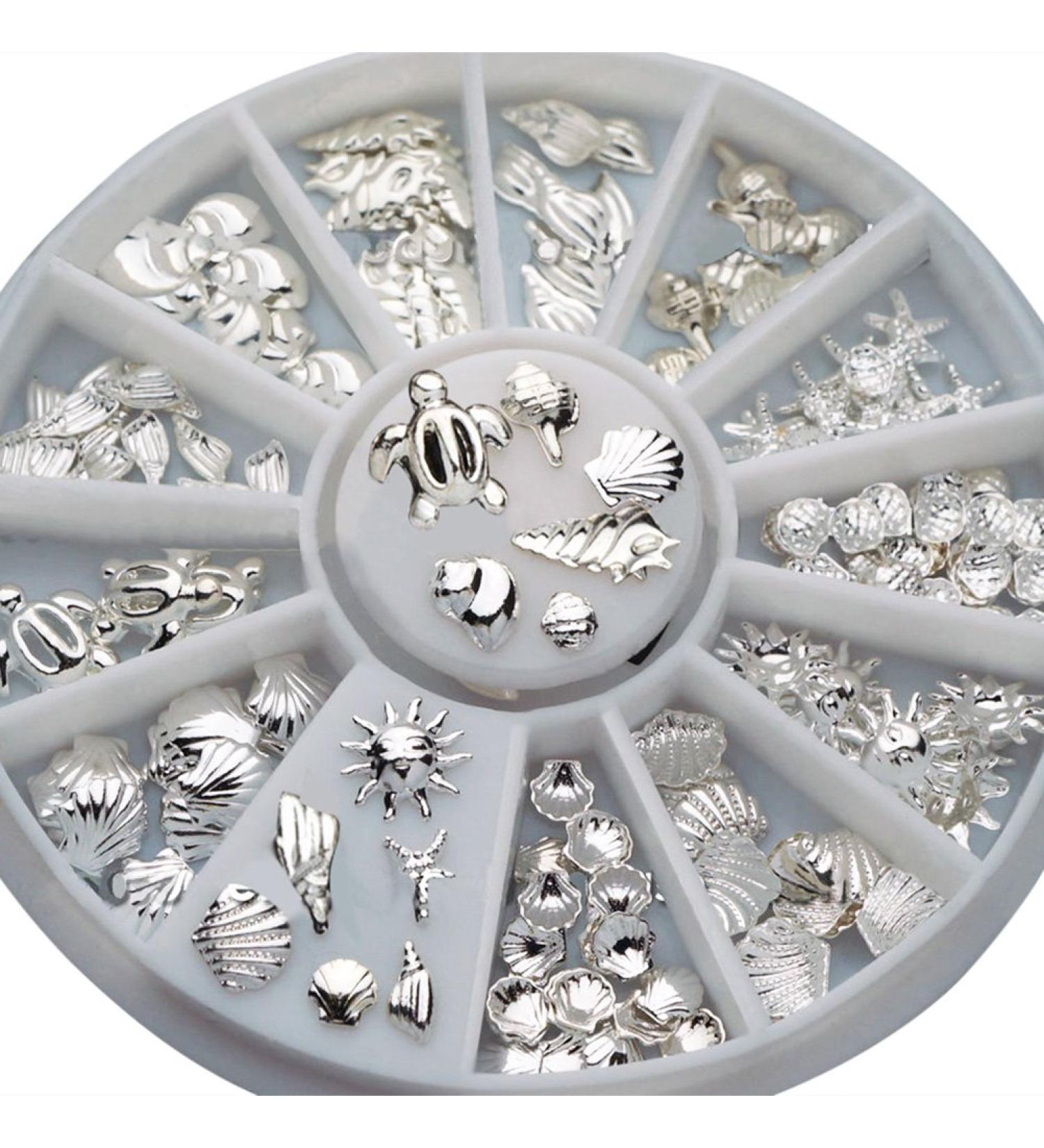 Bodhi200 Mini Ocean Accessories: 3D Silver Seashell & Conch Nail Art Decorations for Stunning Manicure | International Shipping Available - Buy Online on GoSupps.com