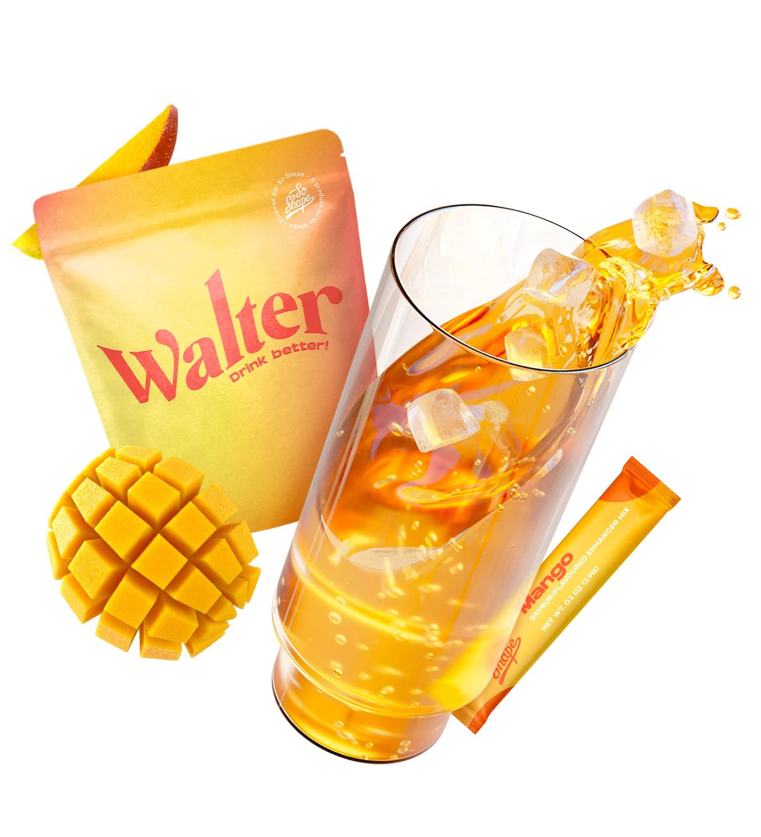 So Shape Mini-Mix Walter saveur Mangue Ar me naturel 100% 0 sucre et 0 calorie par portion source de vitamine C naturelle et magn sium marin Sachet de 30 sticks (Mangue)
