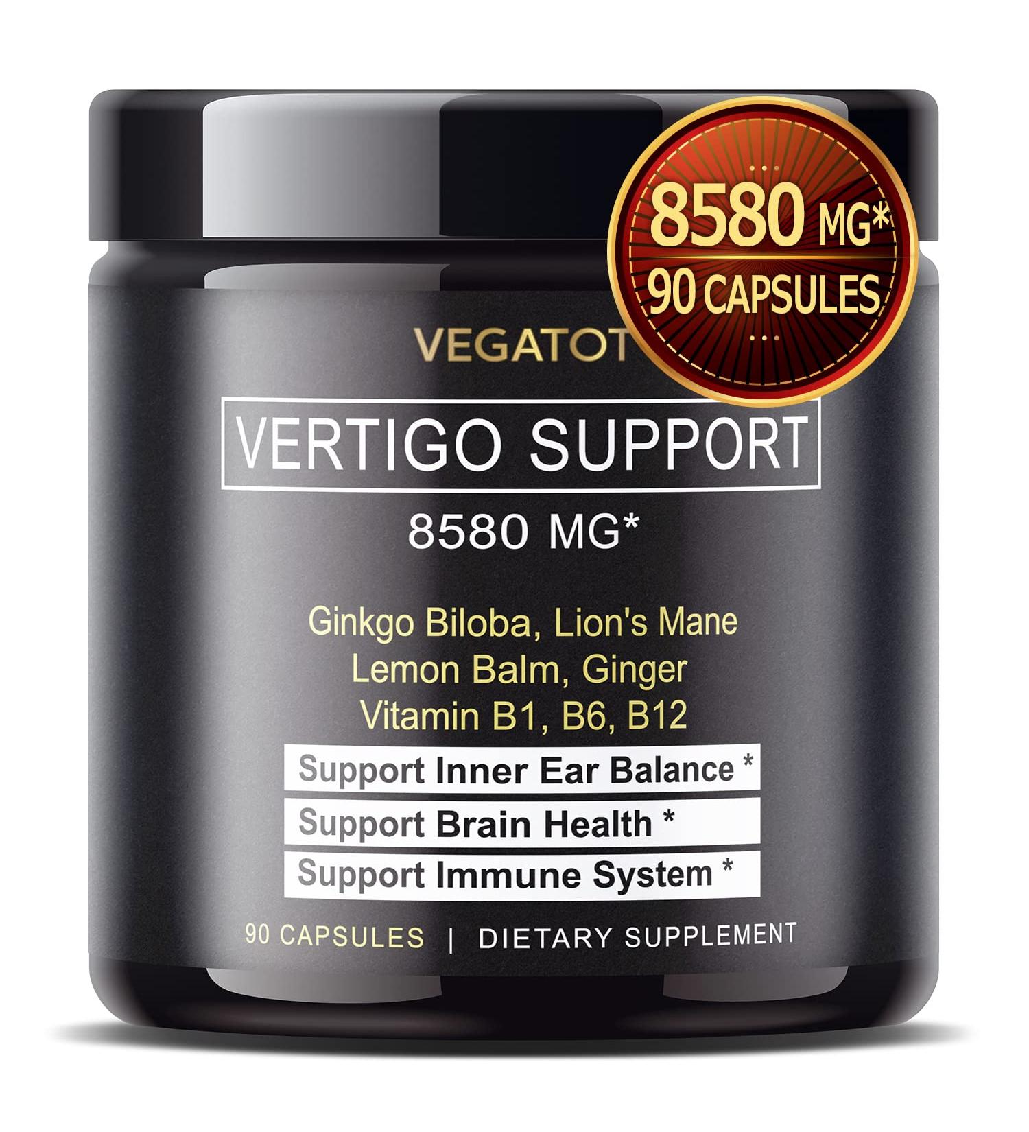 VEGATOT Vertigo Supplement 500mg *Made in USA* with Ginkgo Biloba & Lion's Mane - Inner Ear Balance Support for Dizziness - 90 Count - Buy Online on GoSupps.com