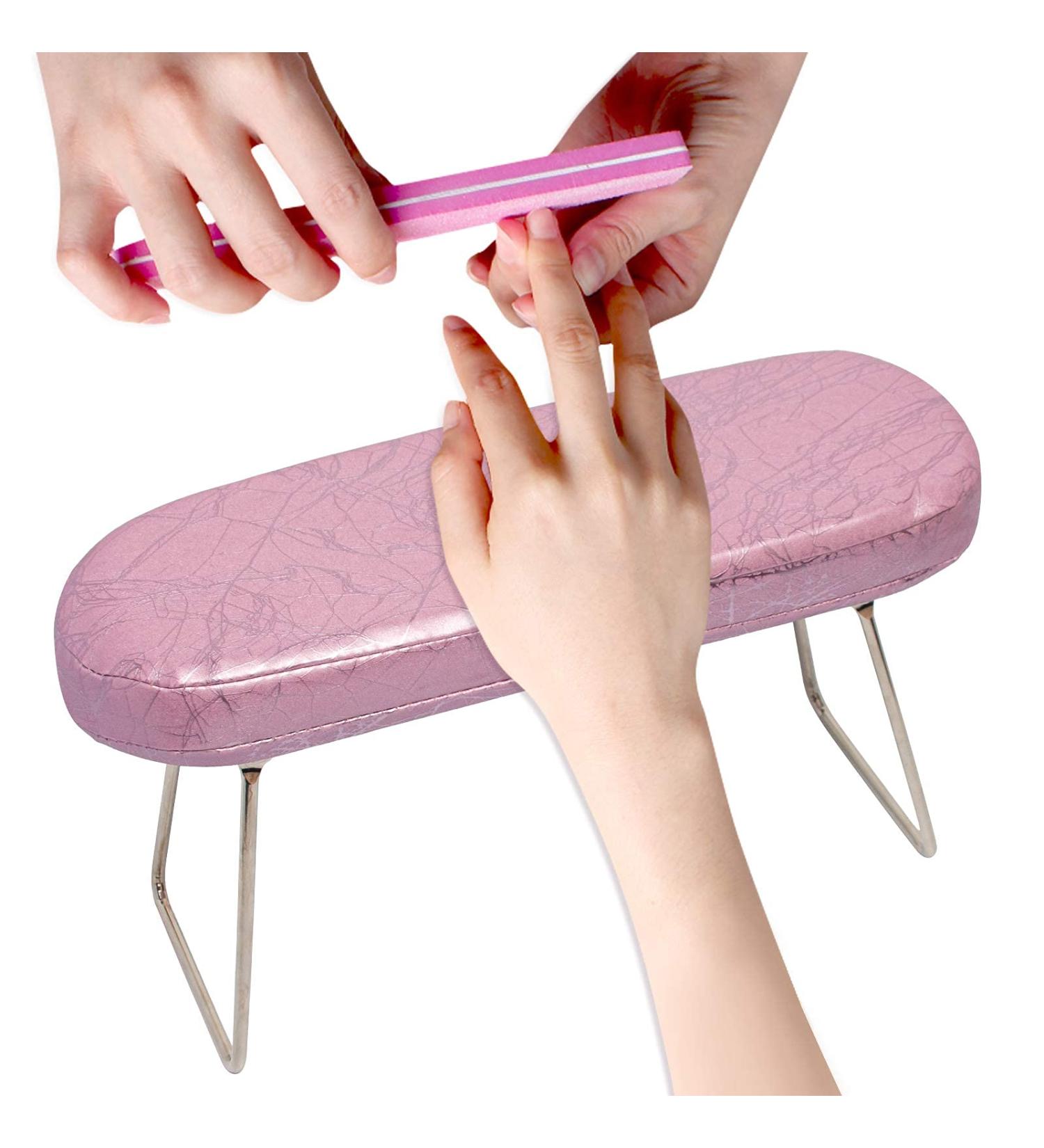 AORAEM Nail Arm Rest Cushion with Bracket - Plum Pink Hand Pillow for Manicures and DIY Nail Art - Buy Online on GoSupps.com