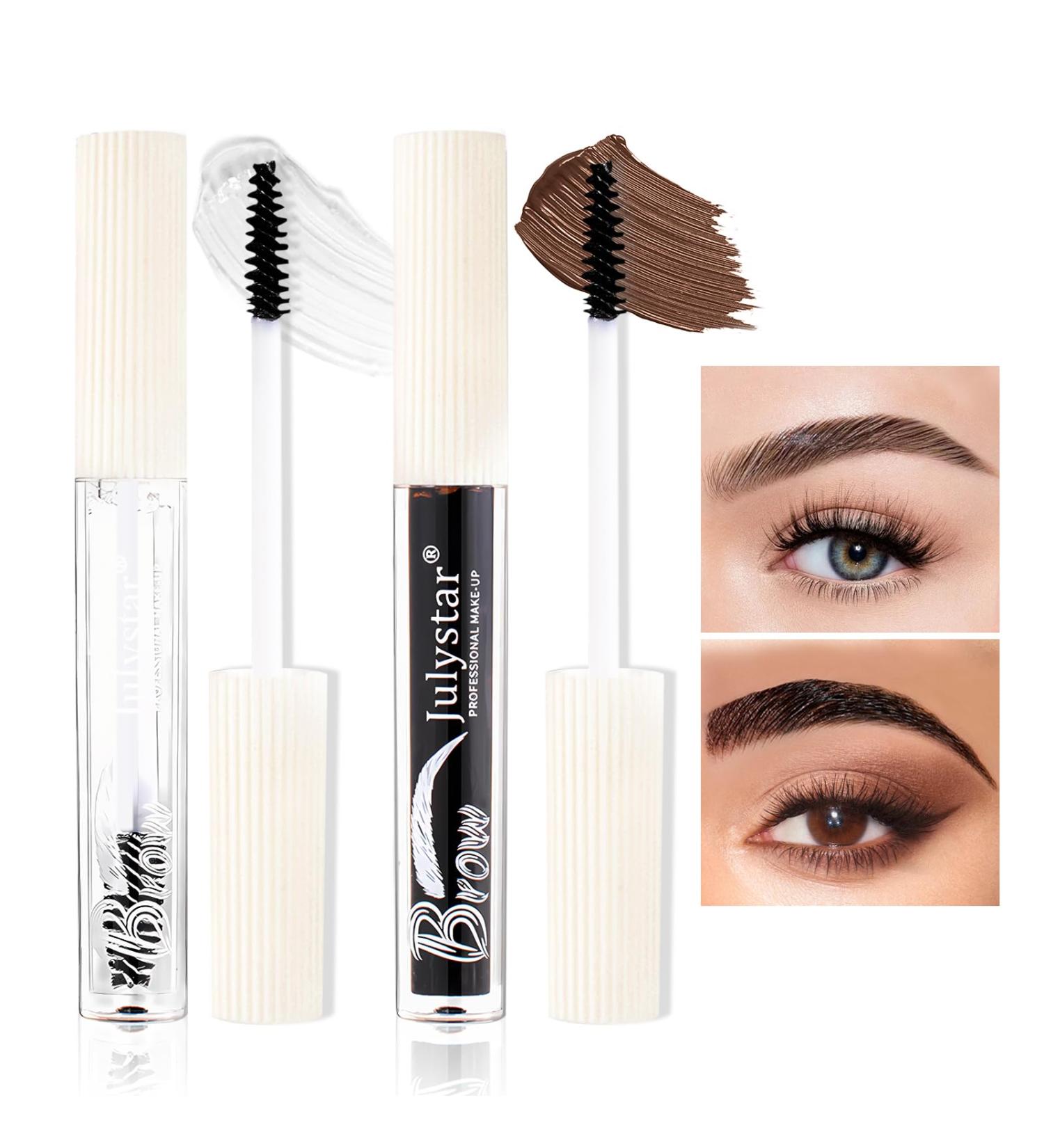U-Shinein The Brow Glue 14H Extreme Hold Eyebrow Gel Non Sticky Formula Natural Finish Strong-Hold Clear-Drying and Water-Resistant Brow Gel Creates Laminated Brows LImitless Brow Looks Clear and Brown Clear + Brown - Buy Online on GoSupps.com