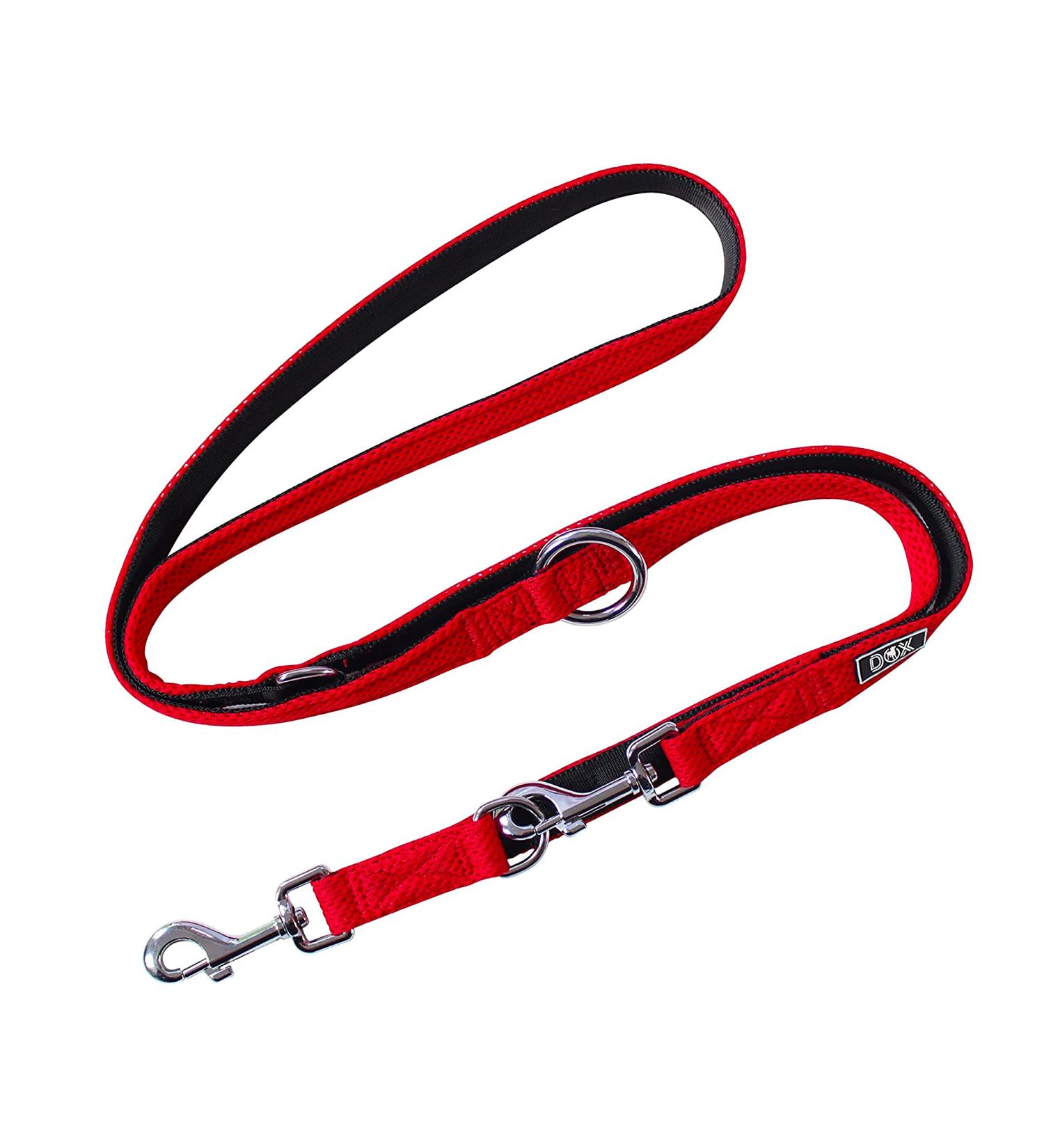 DDOXX Airmesh Dog Leash - 2m 3-Way Adjustable for All Dog Sizes - Red M (2.5 x 200 cm) - International Shipping Available - Buy Online on GoSupps.com