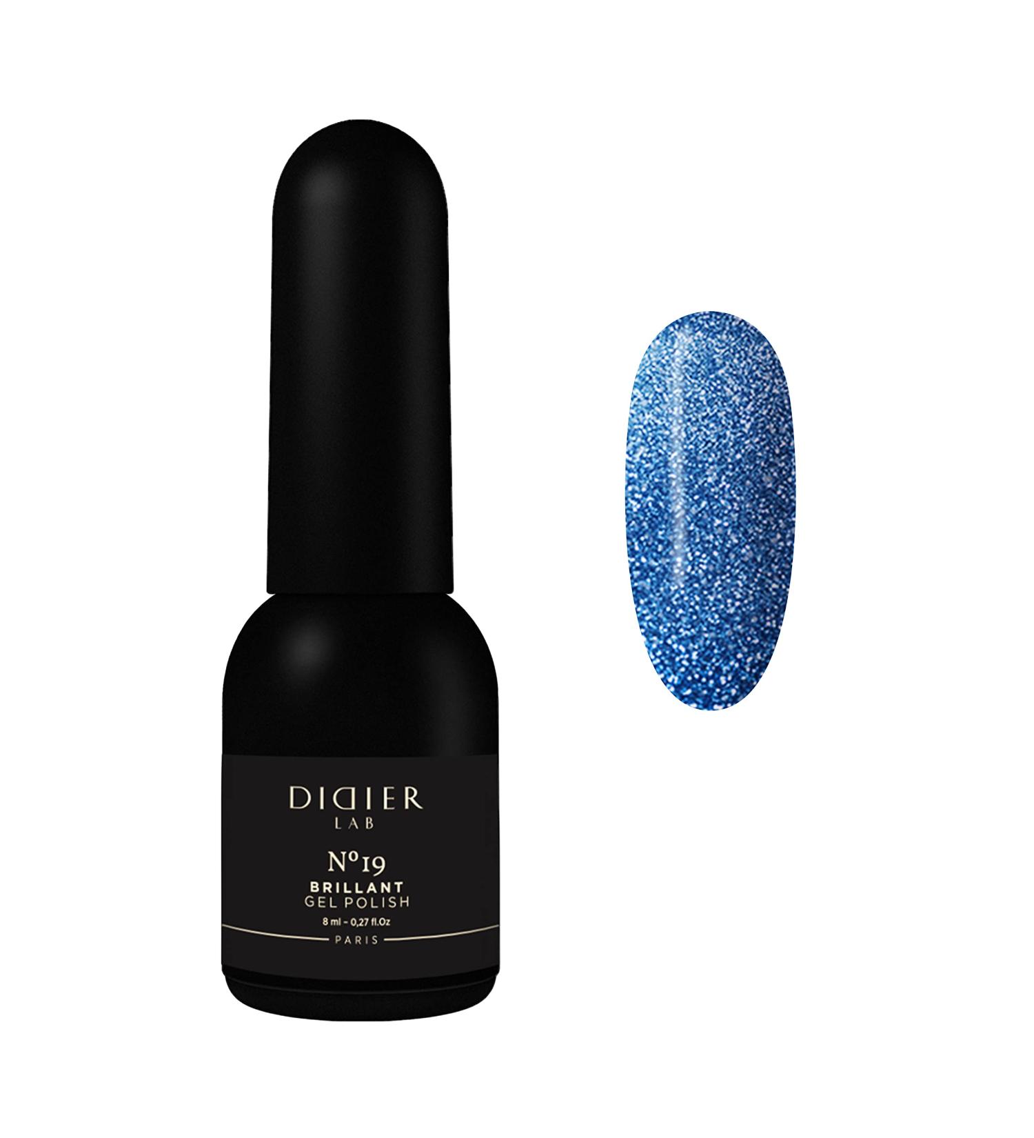 Didier Lab - Premium UV Gel Nail Polish - Brillant No. 19 - Gel Nail Varnish - Nail Art - Long-Lasting High Gloss Wear - Blue Gel Nail Polish - Gel Nails - Glitter Gel Nail Polish - Rich Pigment - Buy Online on GoSupps.com