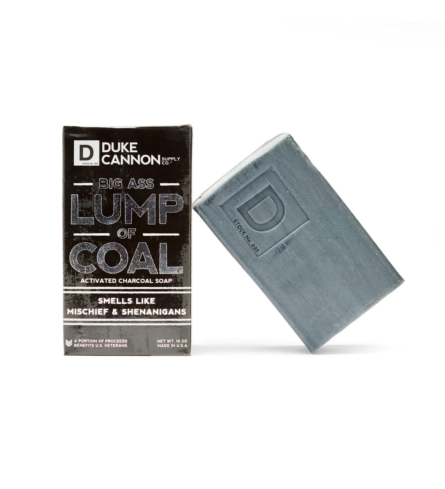 Duke Cannon Big Ass Lump of Coal Men's Bar Soap - 10 oz Activated Charcoal Exfoliating Body Soap with Bergamont | Holiday Edition - Buy Online on GoSupps.com