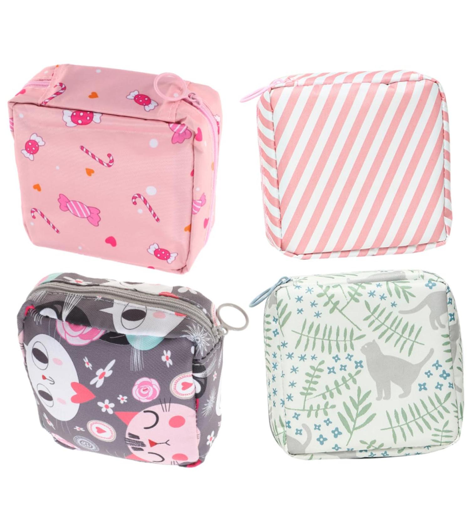 PLAFOPE 4pcs Sanitary Napkin Storage Bag - Travel Makeup Pouch Set for Women - Buy Online on GoSupps.com