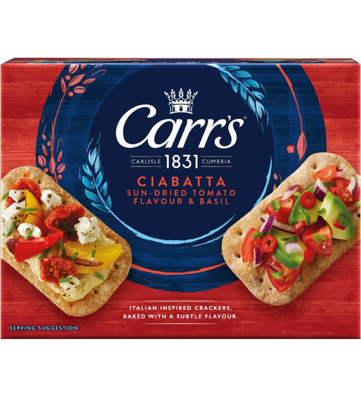 CARR'S Ciabatta - Sundried Tomato & Basil 140g - 8 Pack