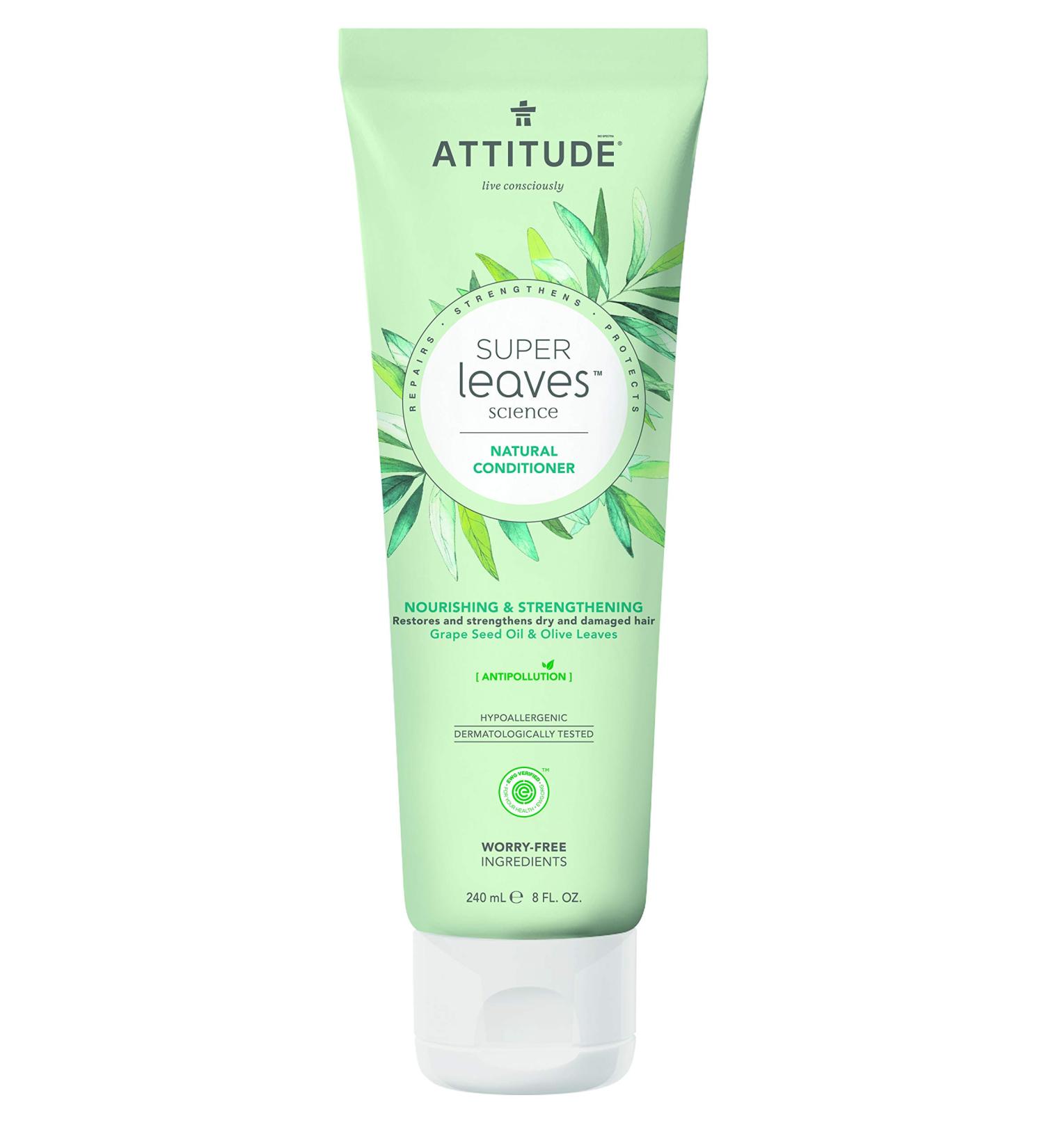 Attitude - Super Leaves Conditioner - 240ml Conditioner for stressed hair - olive leaves - hair rinsing without silicone - conditioner for dry hair - hair care vegan
