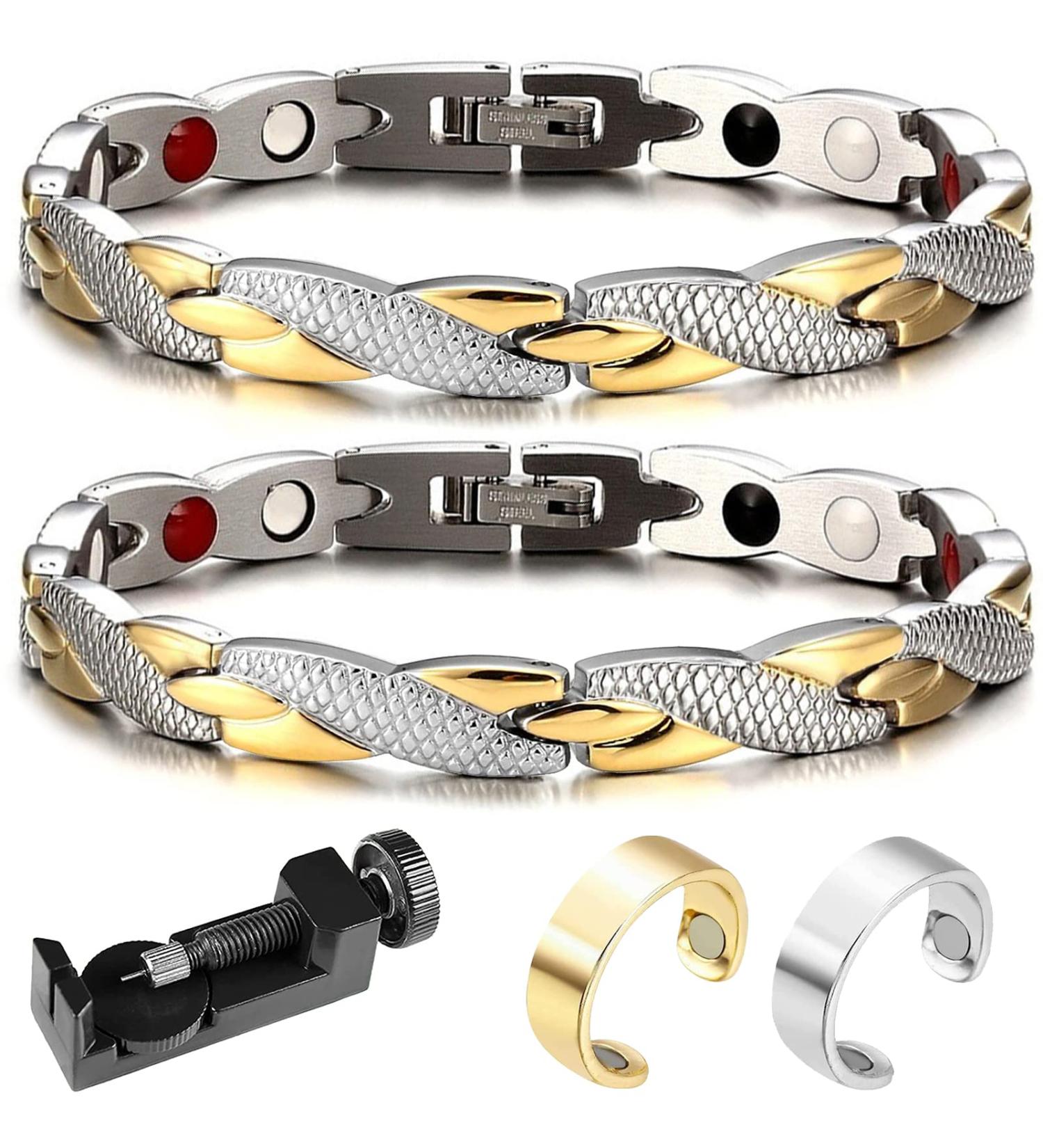KDUH Magnet Hard Band - 2 Elegant Magnetic Therapy Bracelets for Anti-Fatigue Slimming & Improved Circulation - Lymphatic Drainage & Weight Loss Enhancer - Buy Online on GoSupps.com