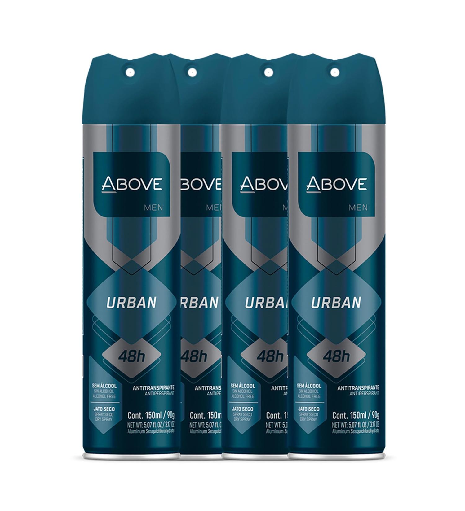 ABOVE 48 Hours Antiperspirant Deodorant Urban 4 Pc - Dry Spray Deodorant for Men - Citrus Scent - Antiperspirant Spray - No Stain - Cruelty-Free - Buy Online on GoSupps.com