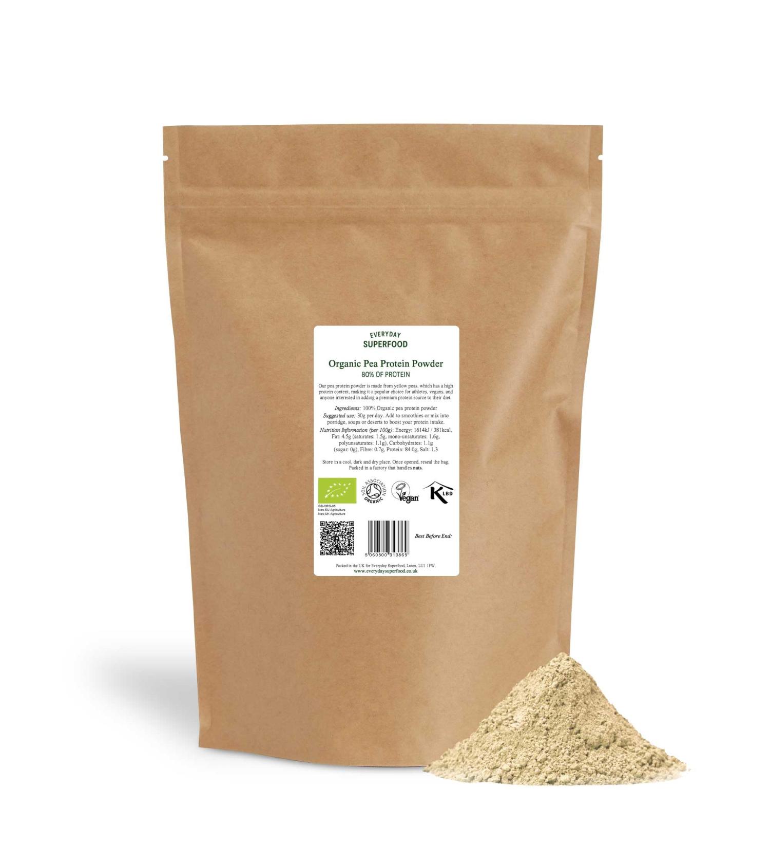 Organic Pea Protein Powder 1kg - 80% Protein, Vegan & Kosher - Unflavoured | 1 kg (Pack of 1) - Buy Online on GoSupps.com