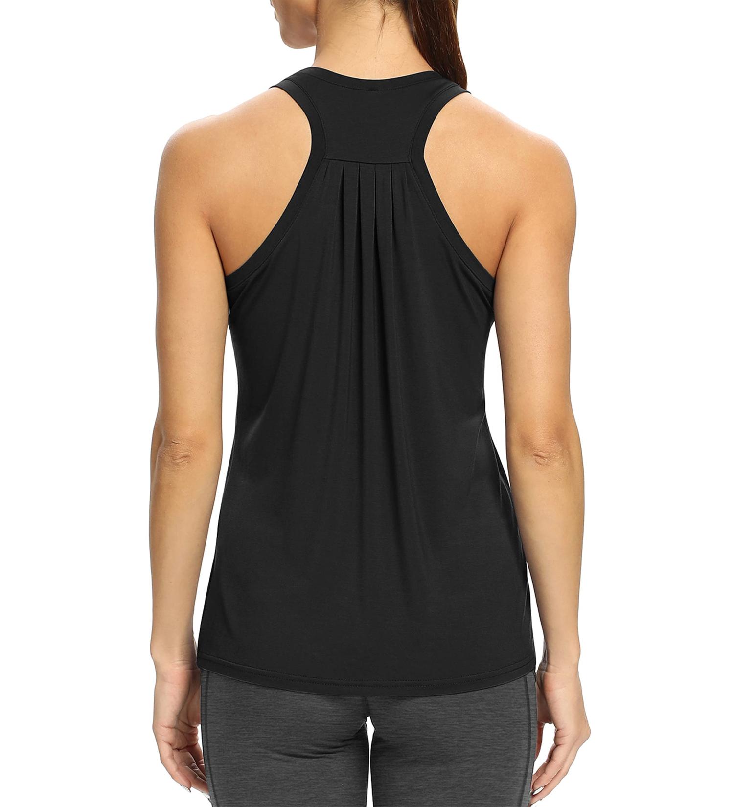 Bestisun Women's Loose Fit Racerback Tank Top - Medium Black | Yoga, Running, Dance Shirt - Buy Online on GoSupps.com