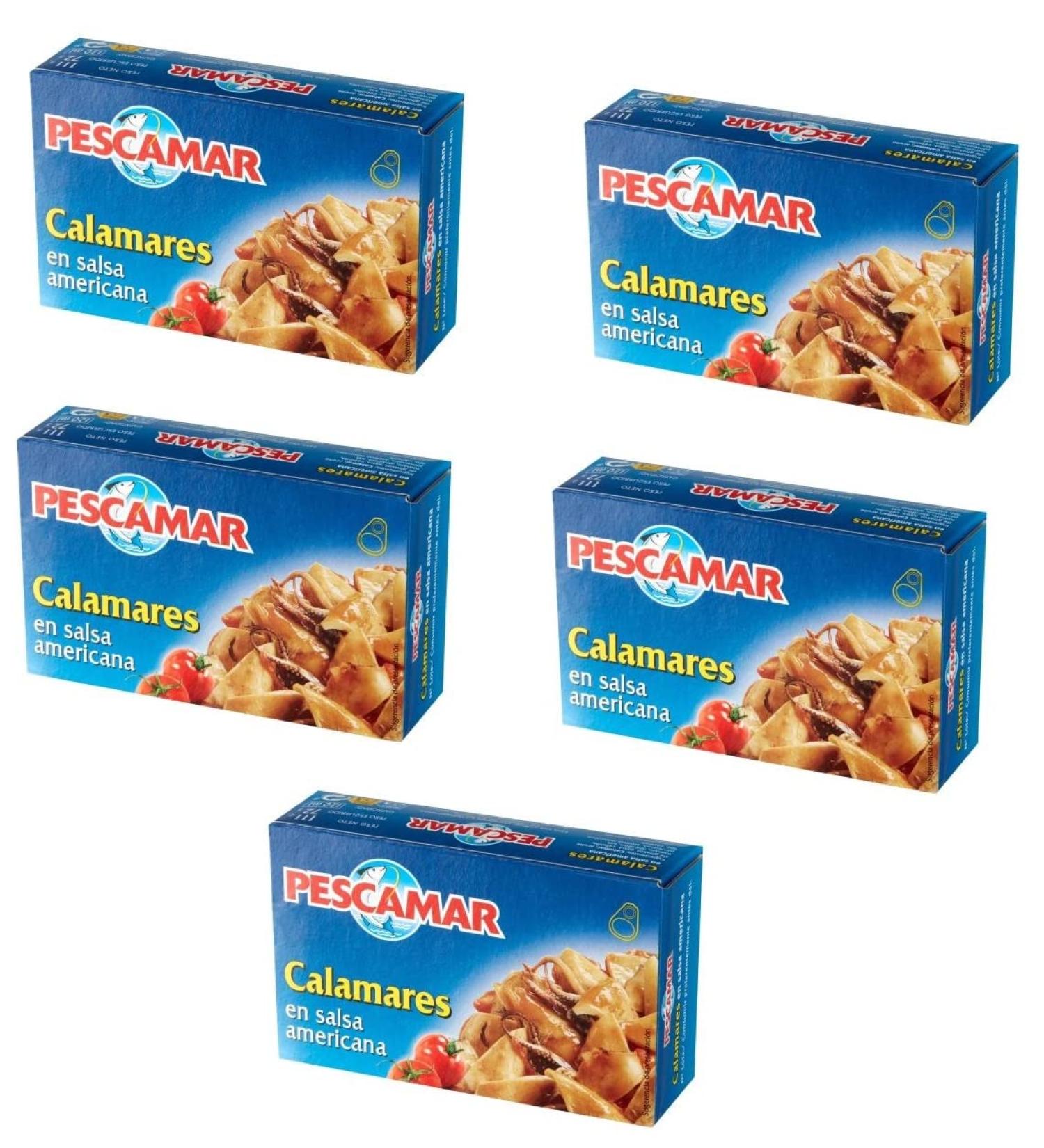  Elazvibes Elazvibes - Squid in American Sauce - Octopus Squid Fine Food for Salad Antipasti Pasta & Sandwiches - 5 Boxes of 111g - Buy Online on GoSupps.com
