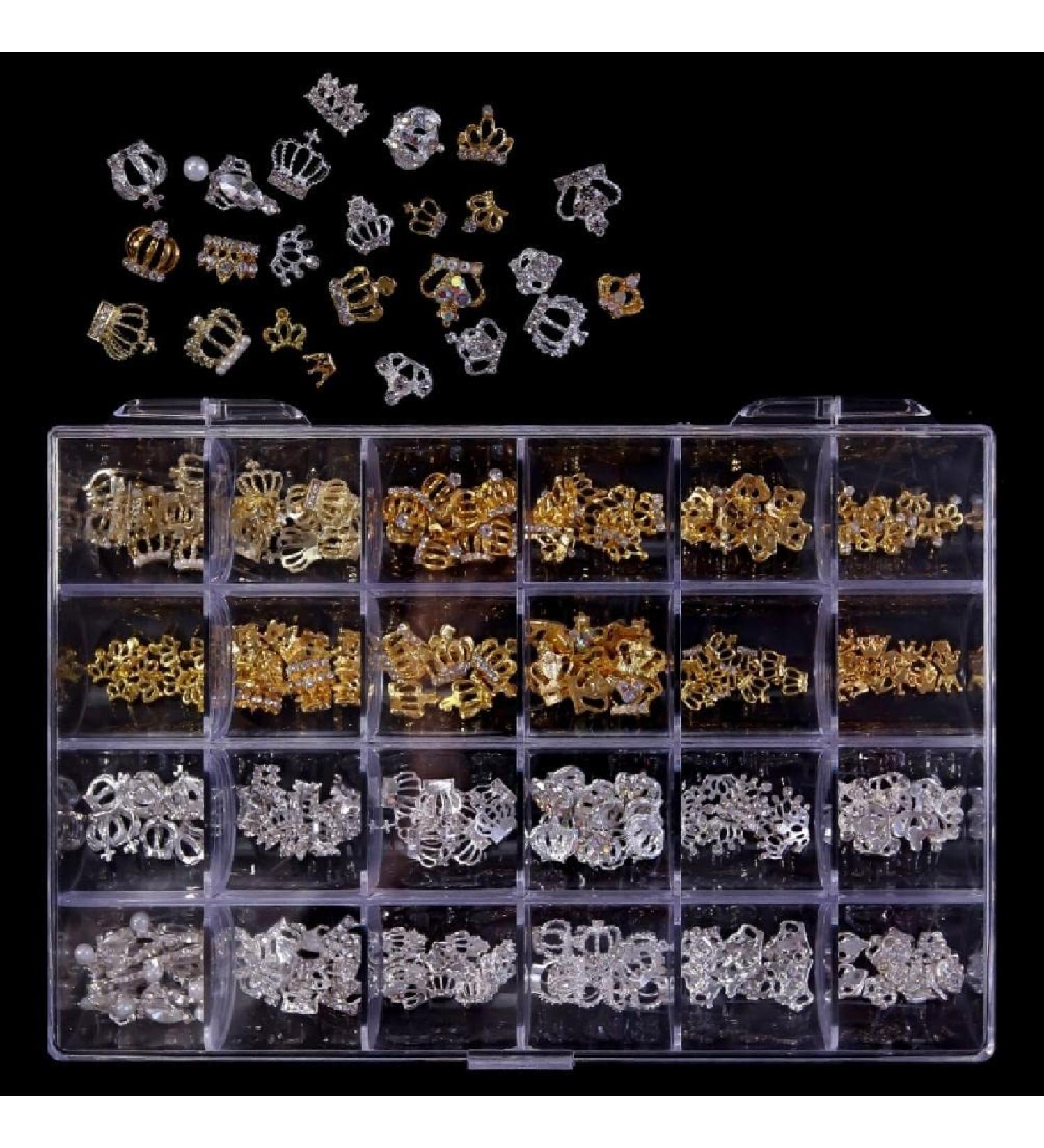 24 Grids Luxury 3D Nail Charms Studs Nail Rhinestones Gems Nail Art 3D Rhinestones Crafts Diamonds Crystal Jewels Stones Decorative Nail Element - Buy Online on GoSupps.com