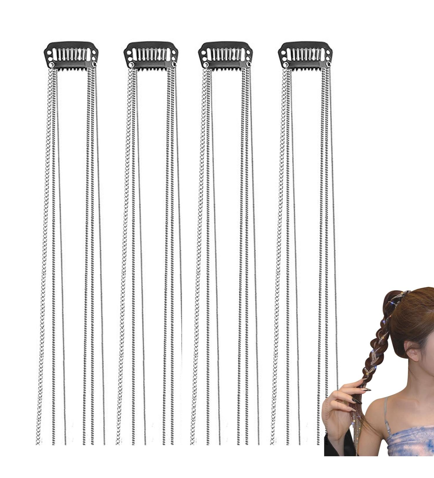 DHWEKU Hair Chain with Rhinestones Rhinestone Tassels Hair Clip Hair Chain with Crystal Tassel Hair Accessories for Girls and Women 4 Pieces - Buy Online on GoSupps.com