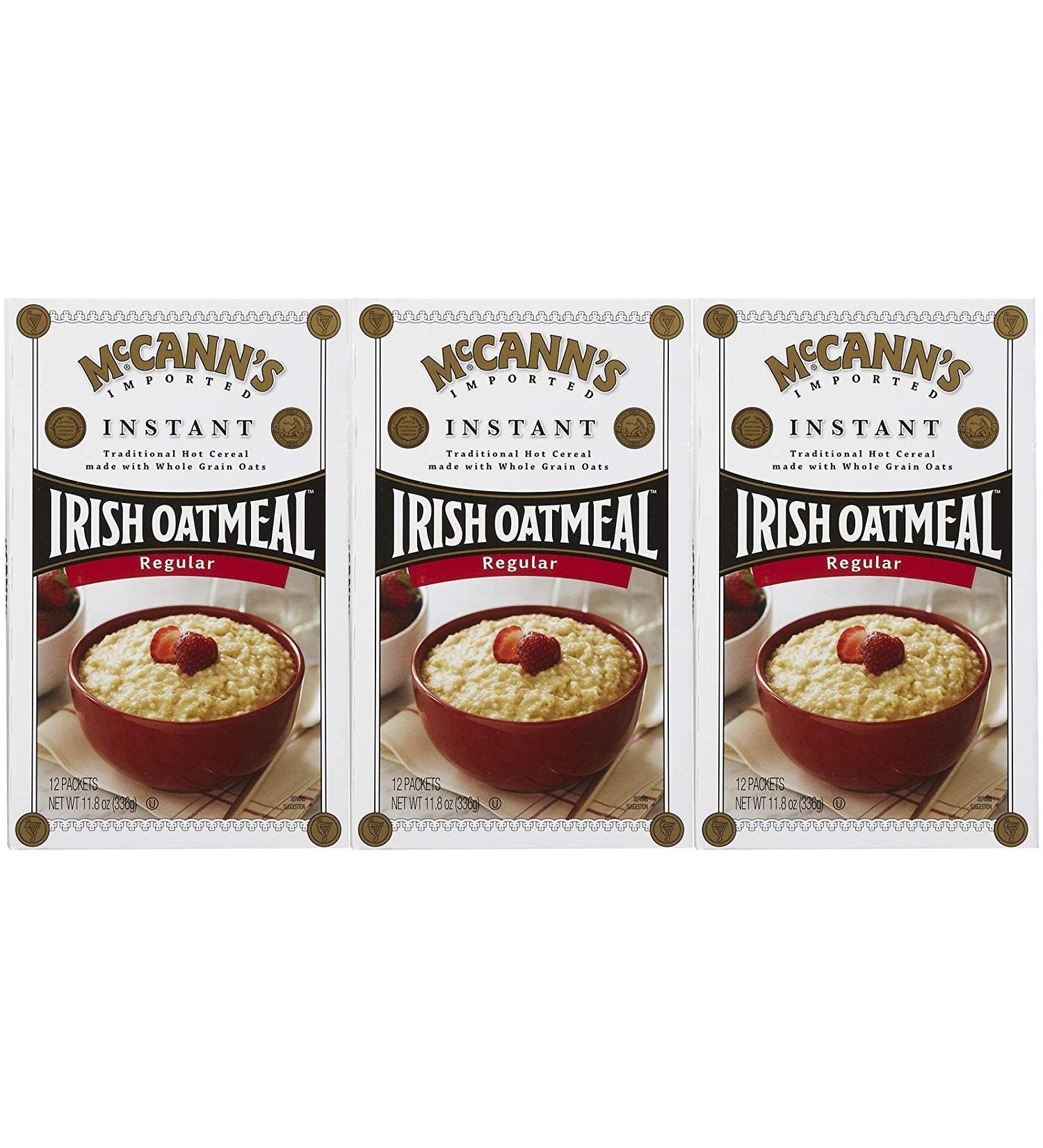 McCann's Irish Oatmeal Instant Oatmeal Regular 12 Packets 28 g Each (Pack of 3)