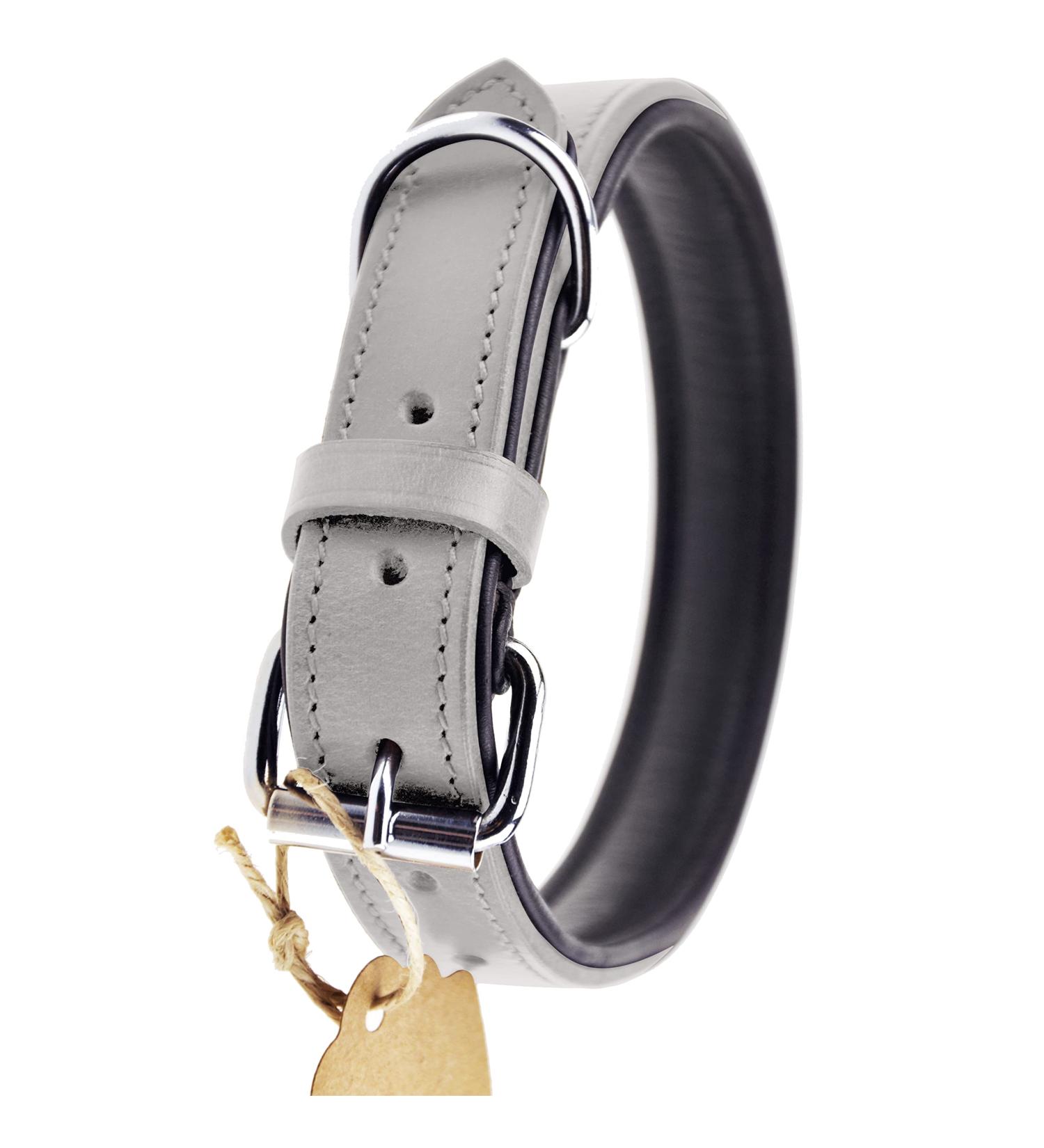 XXL Leather Sniffing Fans Collar for Dogs - Padded Robust & Stylish (55-65cm Gray) - Perfect for Large Medium & Small Breeds - Buy Online on GoSupps.com
