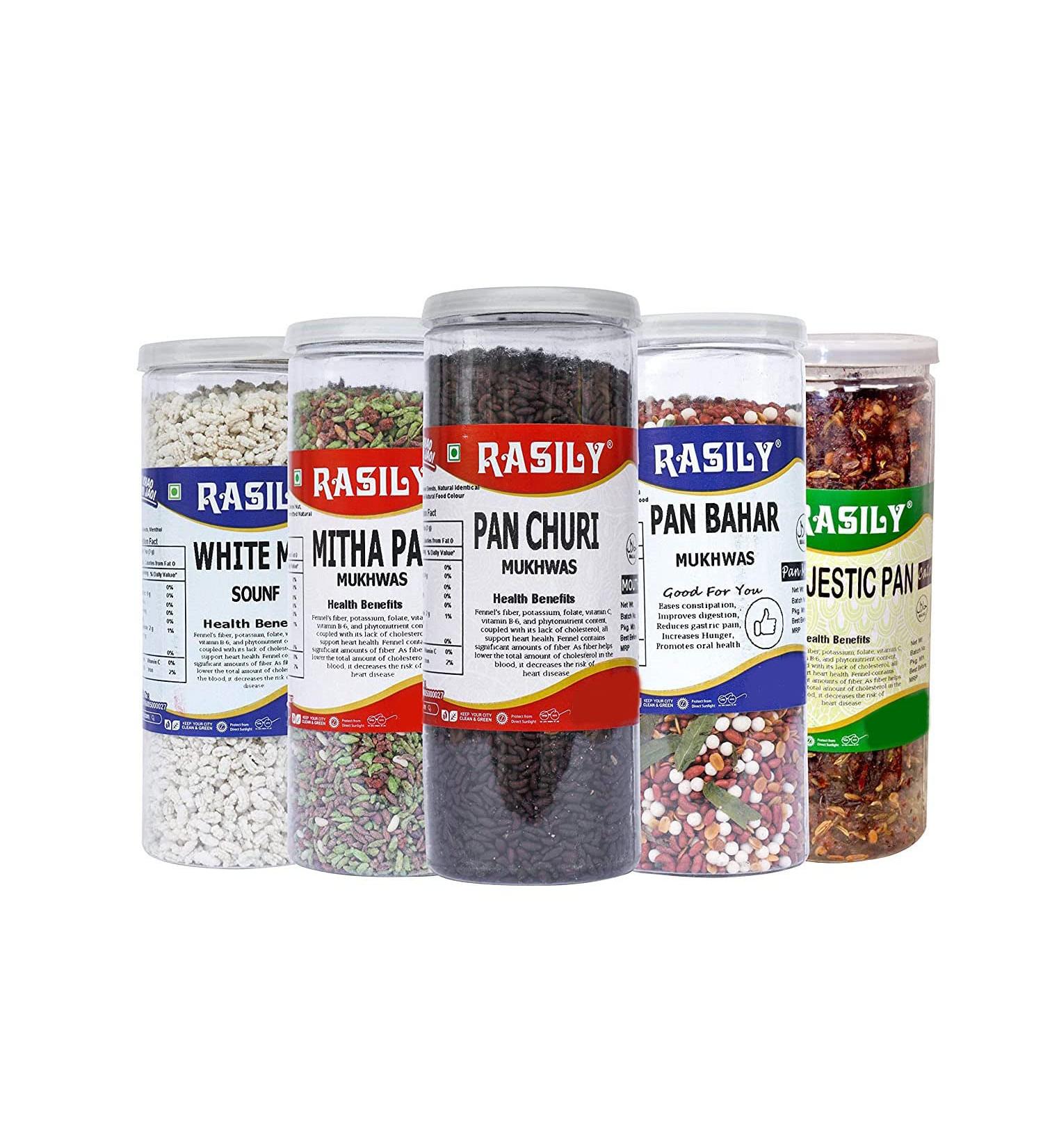 Rasily Mix Churi Mitha Mix White Mint Mix Bahar & Majestic Mix mukhwas Combo_Packing May Vary - Buy Online on GoSupps.com