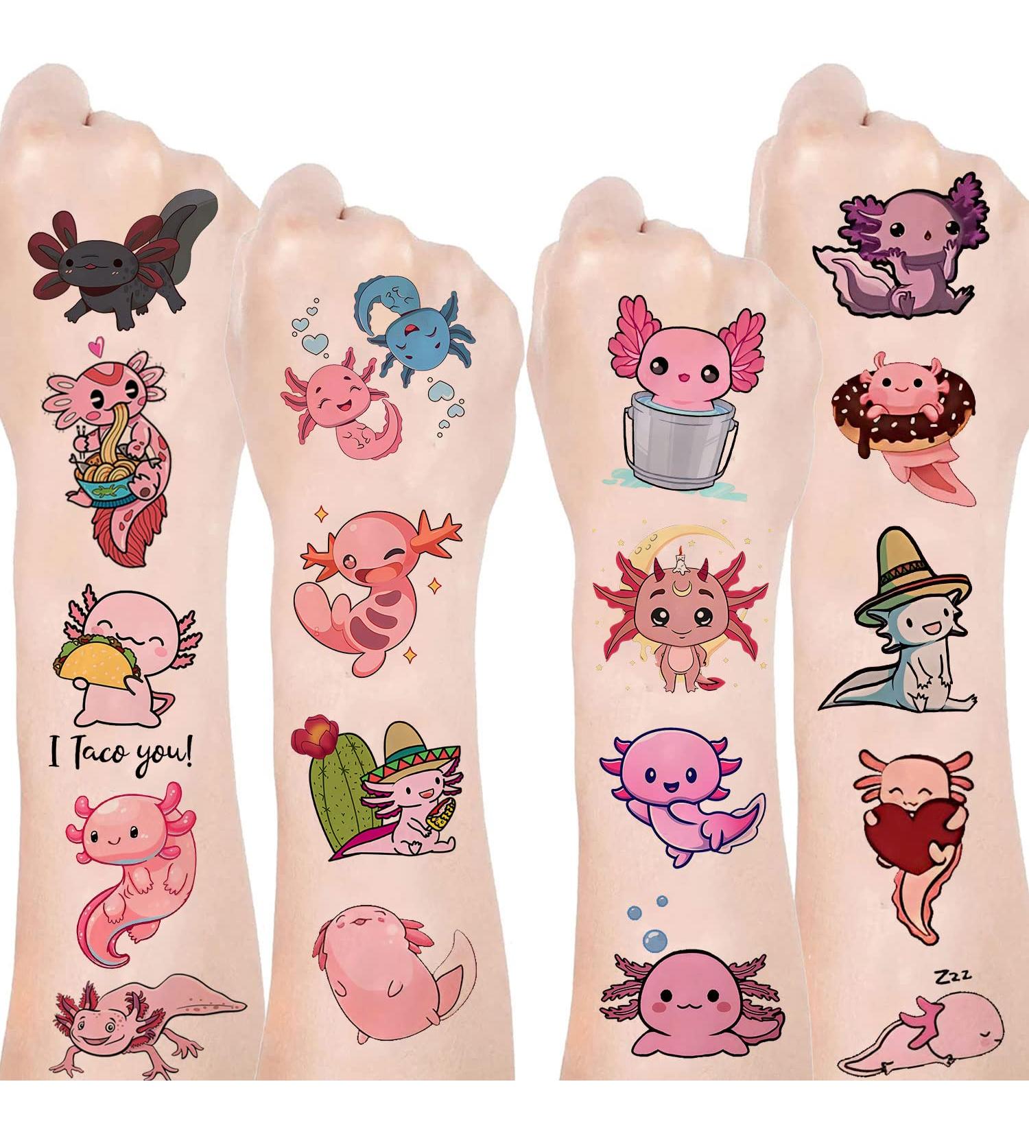 Axolotl Party Favor Temporary Tattoos Stickers - 24 Sheets for Birthday Party Decorations - Buy Online on GoSupps.com