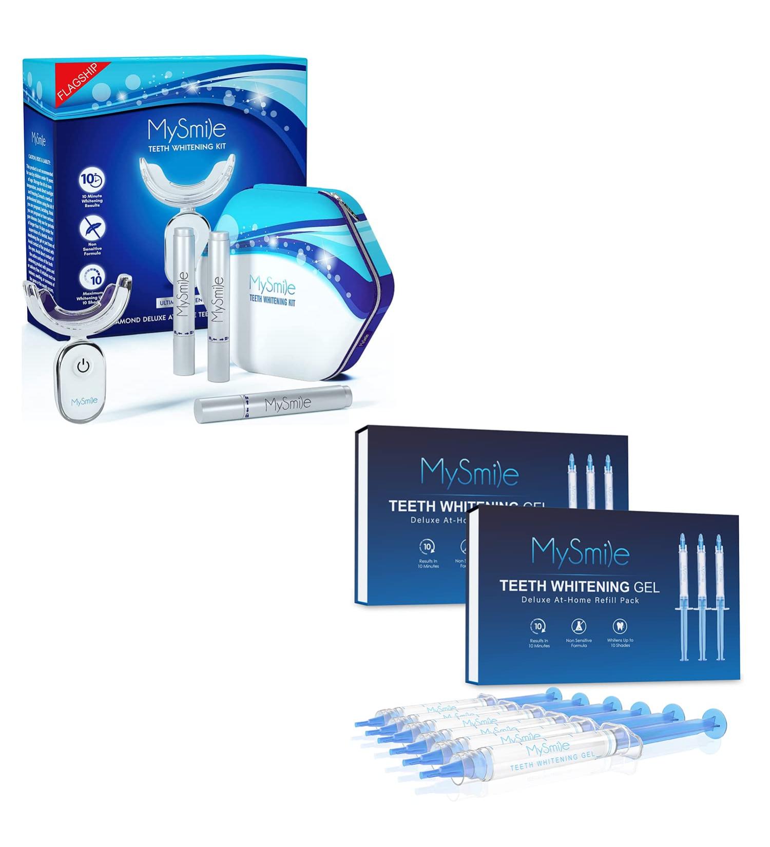 MySmile Teeth Whitening Kit - Enhanced Whitener with 3 Non-Sensitive Syringes & Pens for Coffee, Smoking, Wine, Soda, Tea Stain Removal - Buy Online on GoSupps.com