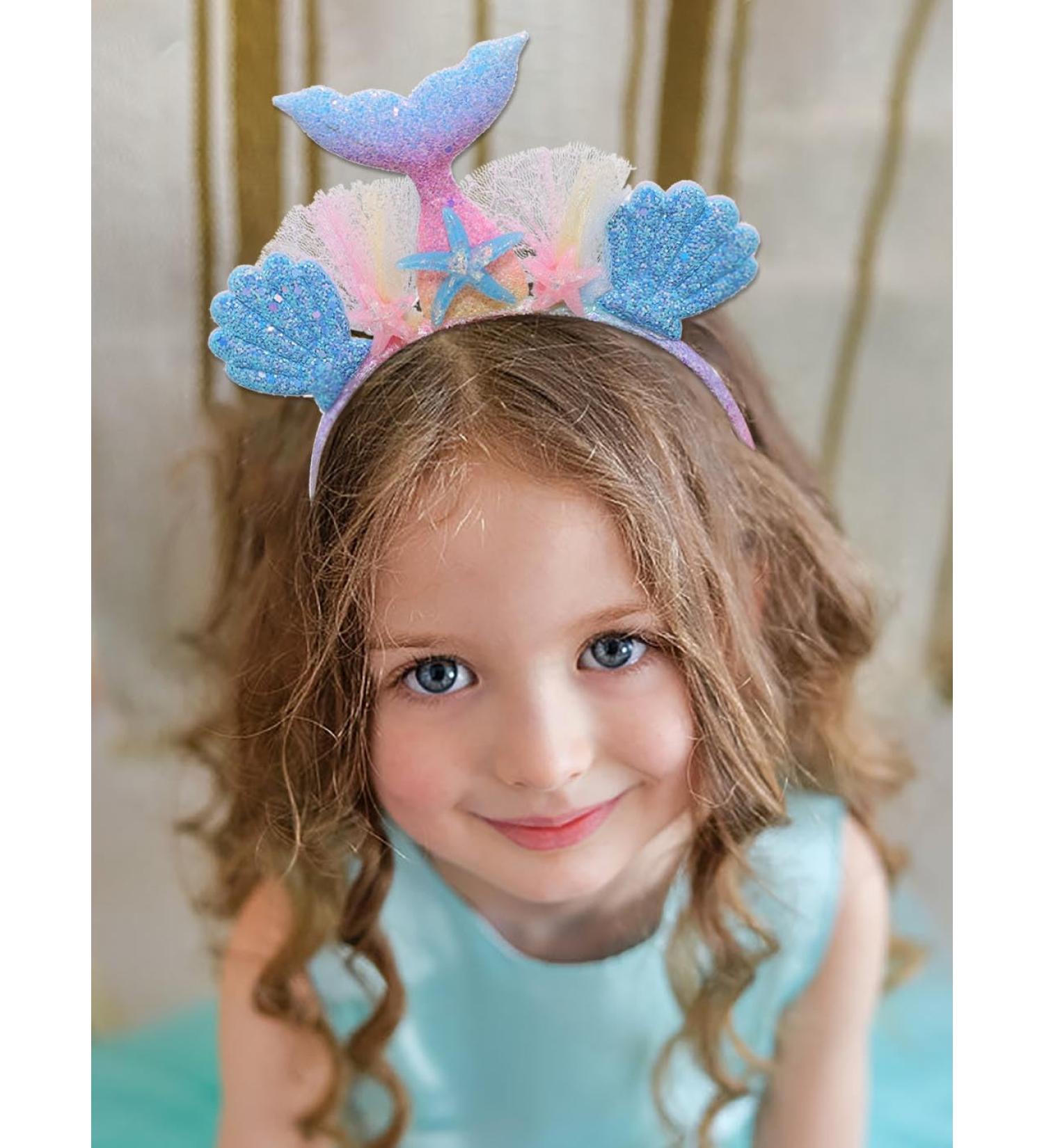 IYOU Sequin Mermaid Headband Blue Starfish Hair Hoop Shell Party Costume Hair Accessories for Women and Girls - Buy Online on GoSupps.com