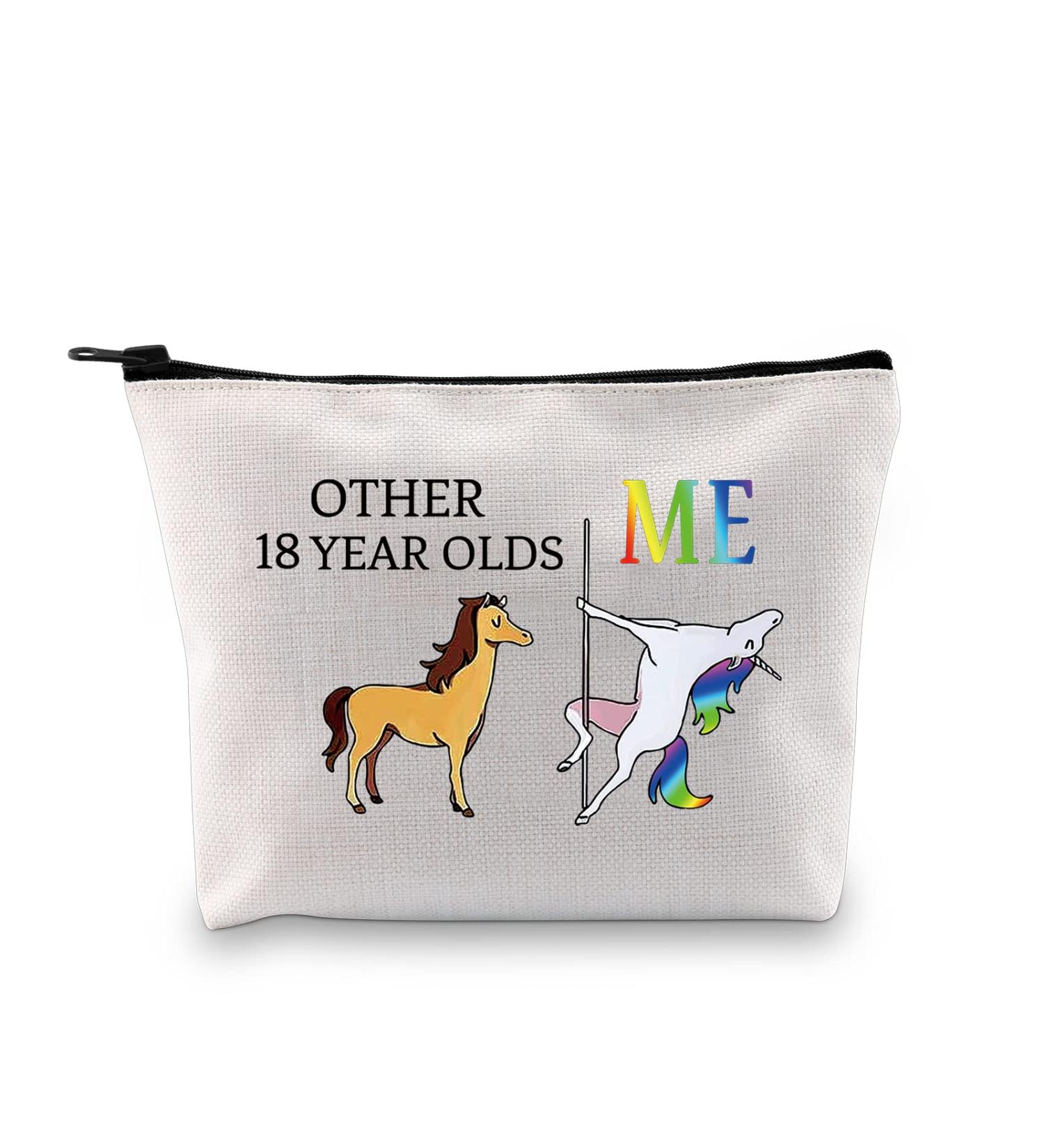 Funny 18th Birthday Make-Up Bag | Unicorn Canvas Gift for Girls | Large Birthday Present for 18-Year-Old - Buy Online on GoSupps.com