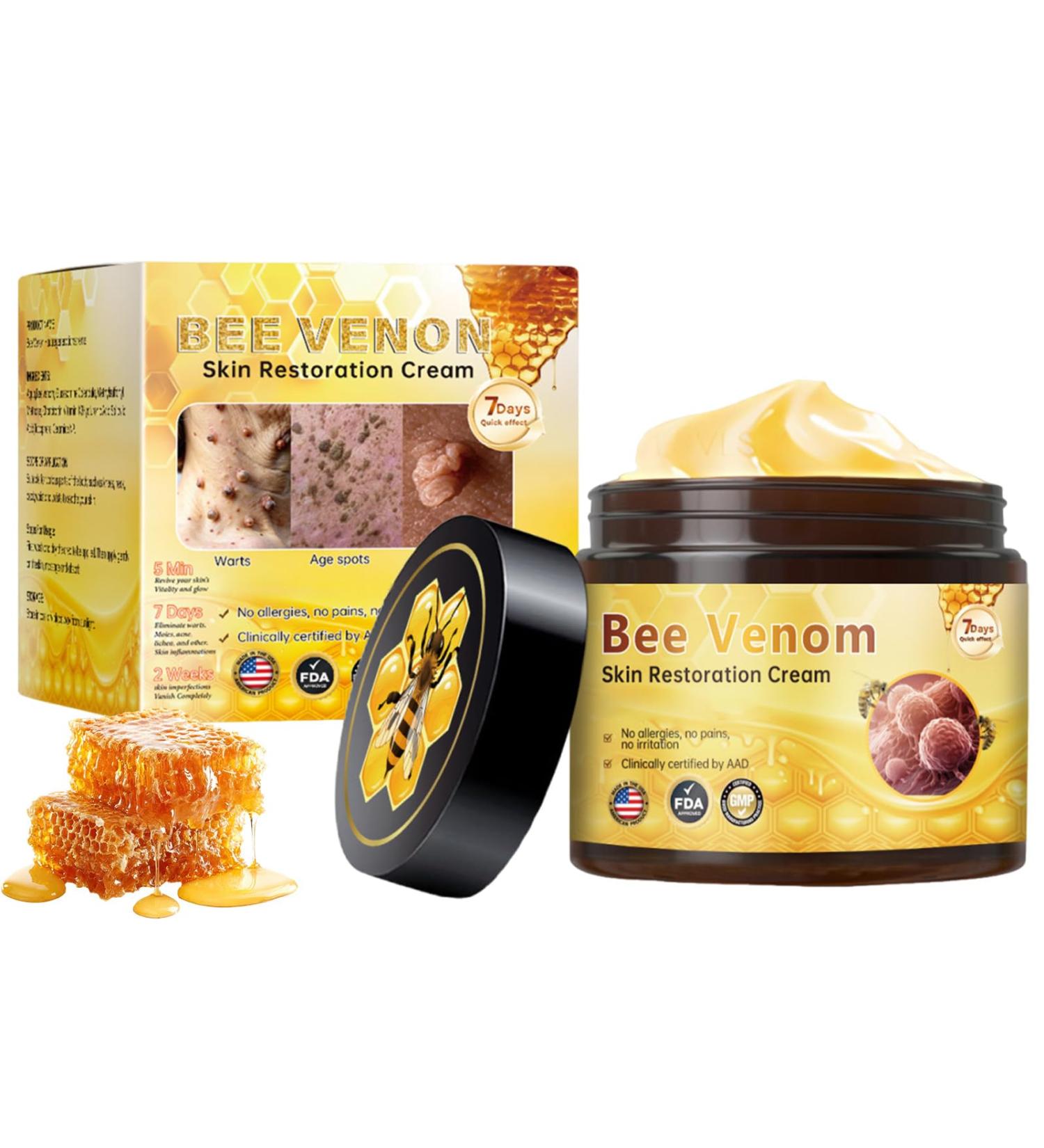 Bee venom Skin Restoration Cream Bee Venom Comprehensive Repair Cream Gentle Soothing Firms Skin Reducing Skin Blemishes All In One Wrinkle Removal Moisturizer Cream For All Parts - 2.11 Oz - Buy Online on GoSupps.com