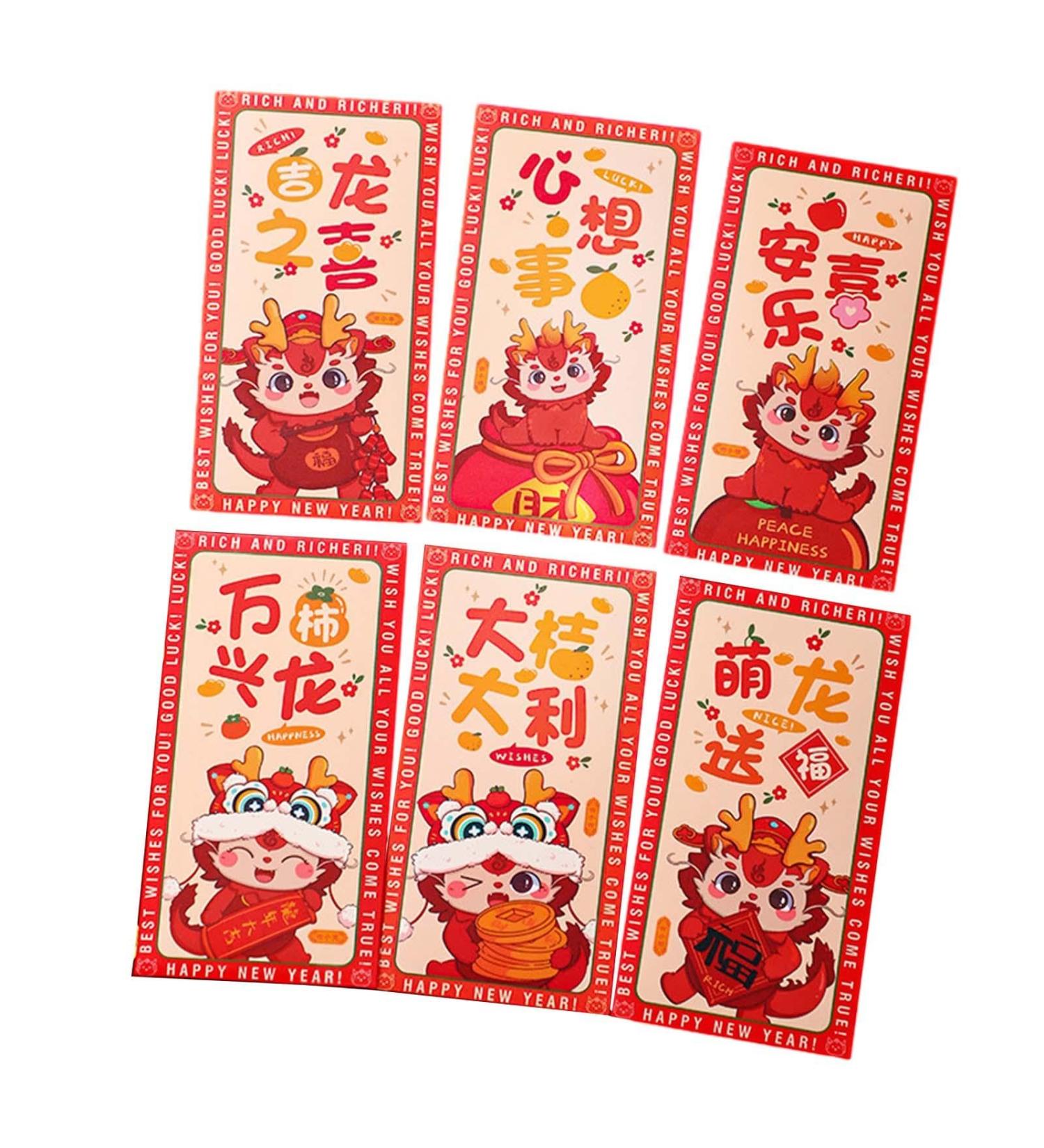 Generic 6X Red Envelopes for Chinese Lunar New Year Red Packets Best Wishes Gift from Hong Bao Lucky Money for Spring Festival Graduation Style C - Buy Online on GoSupps.com