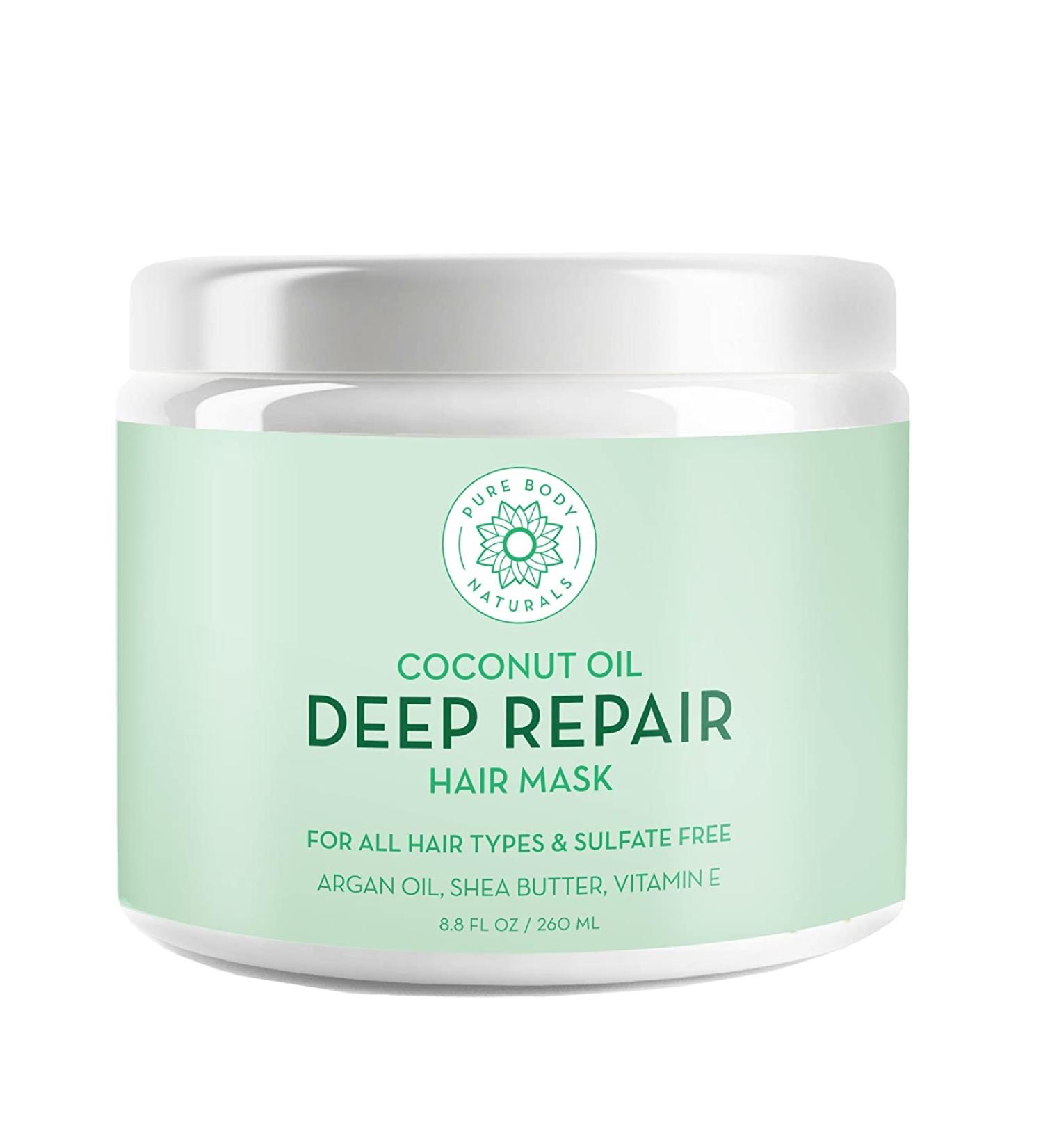 Pure Body Naturals Coconut Oil Deep Repair Hair Mask 8.8 fl oz - Restore Shine & Moisture - Buy Online on GoSupps.com