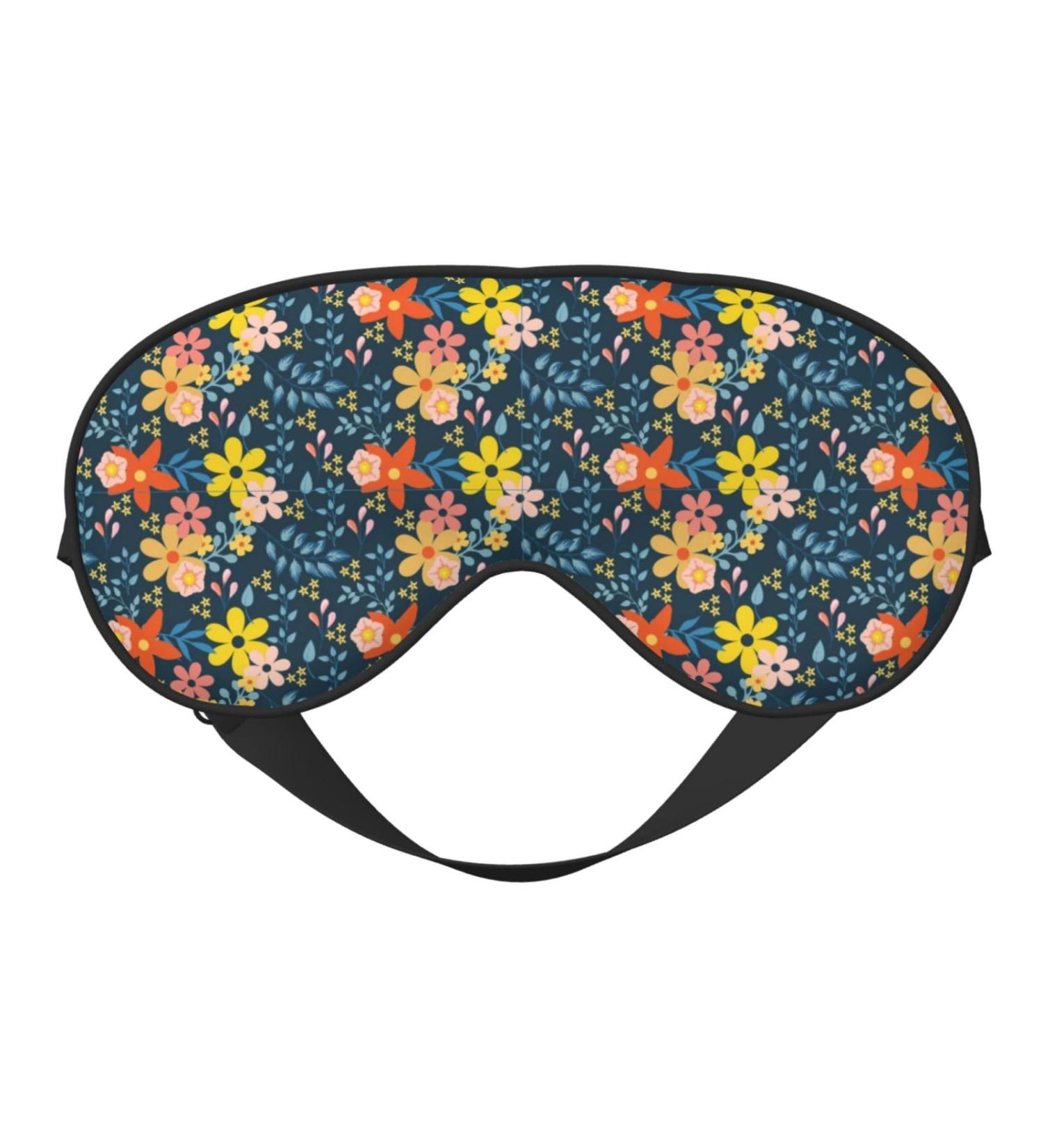 Buy Blue Floral Print Sleep Eye Mask - Soft Blindfold with Elastic Strap for Travel & Night Sleep - Buy Online on GoSupps.com