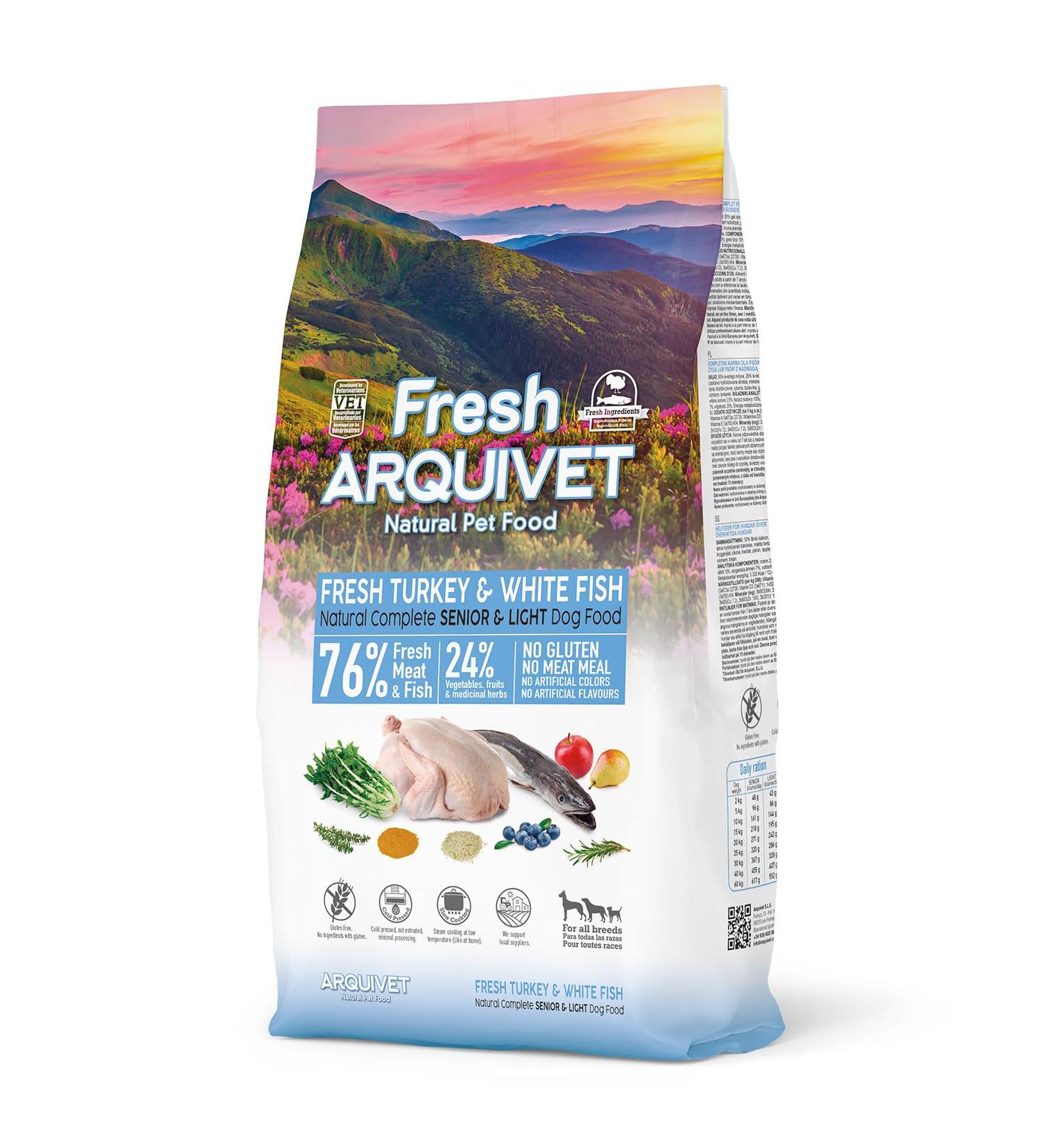 Arquivet Fresh Senior Light Turkey & White Fish 10Kg - Semi-Moist Food - Buy Online on GoSupps.com