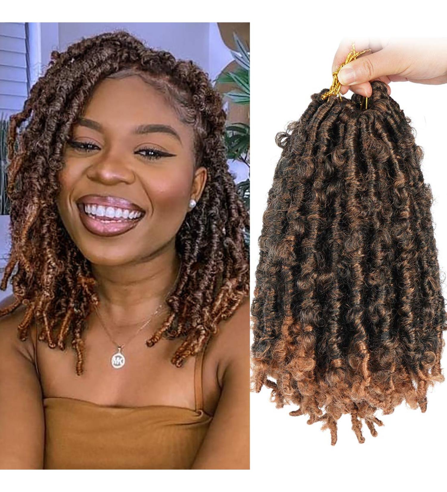 6 Packs 12 Inch Pre Looped Butterfly Locs Crochet Hair - Distressed Fluffy Faux Locs in T30 (Pack of 6) - Buy Online on GoSupps.com