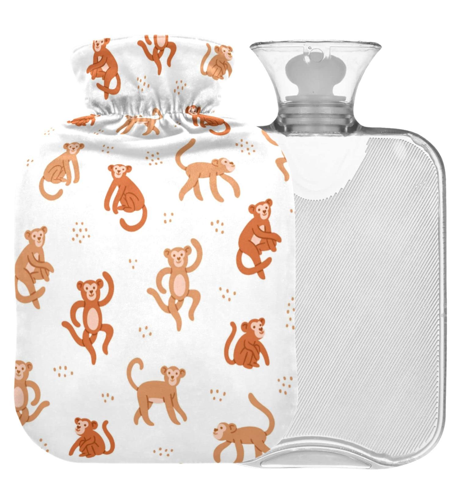 Naanle Monkeys Cartoon Hot Water Bottle 1L Heat Bottle for Bed Hand & Foot Warmer Pain Relief Heat & Cold Therapy International Shipping Available - Buy Online on GoSupps.com