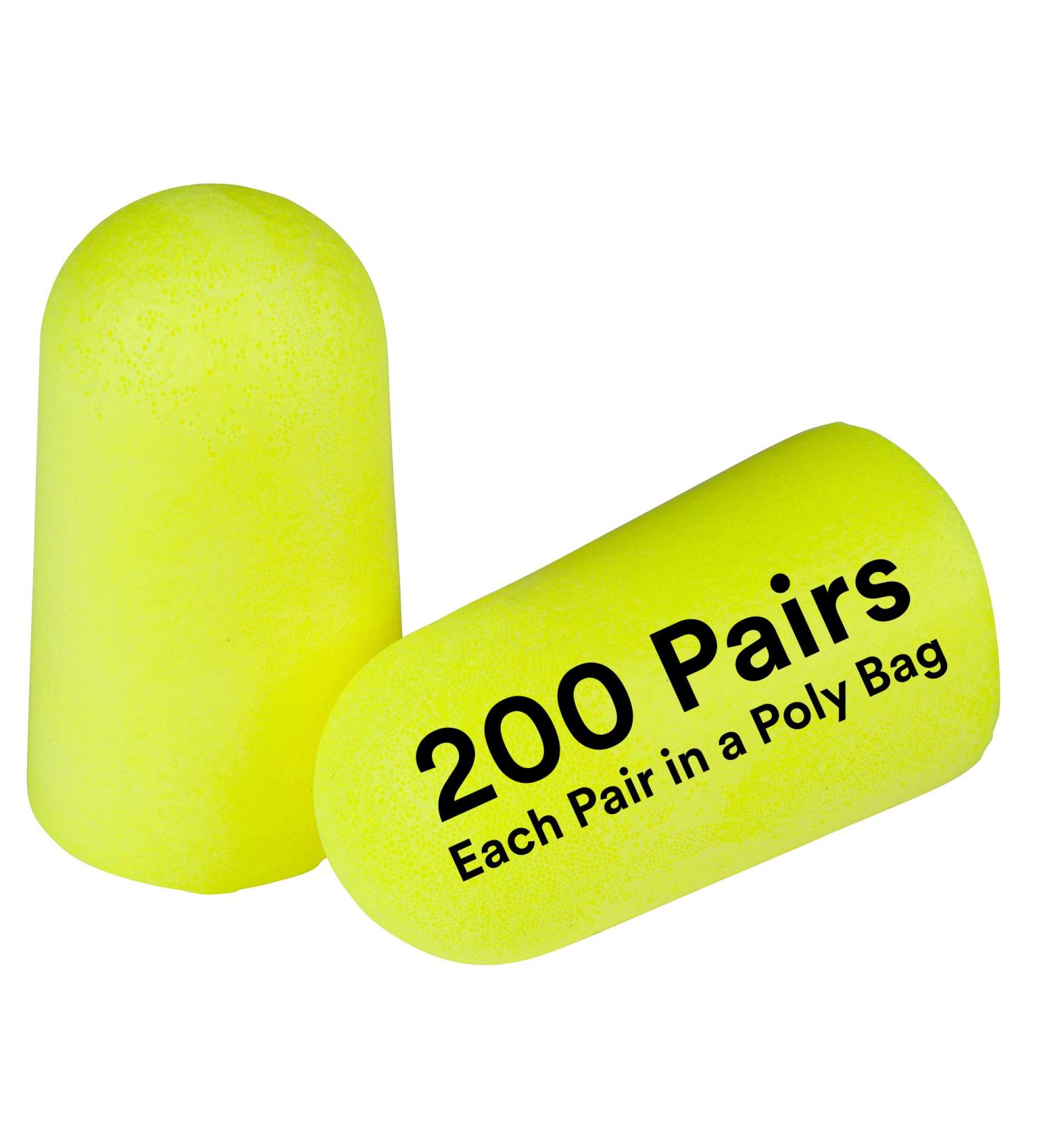 3M Ear Plugs  200 Pairs/Box  E-A-Rsoft Yellow Neons 312-1251  Uncorded  Disposable  Foam  NRR 33  Drilling  Grinding  Machining  Sawing  Sanding  Welding  Slightly Longer Ear Plug  1 Pair/Poly Bag - Buy Online on GoSupps.com