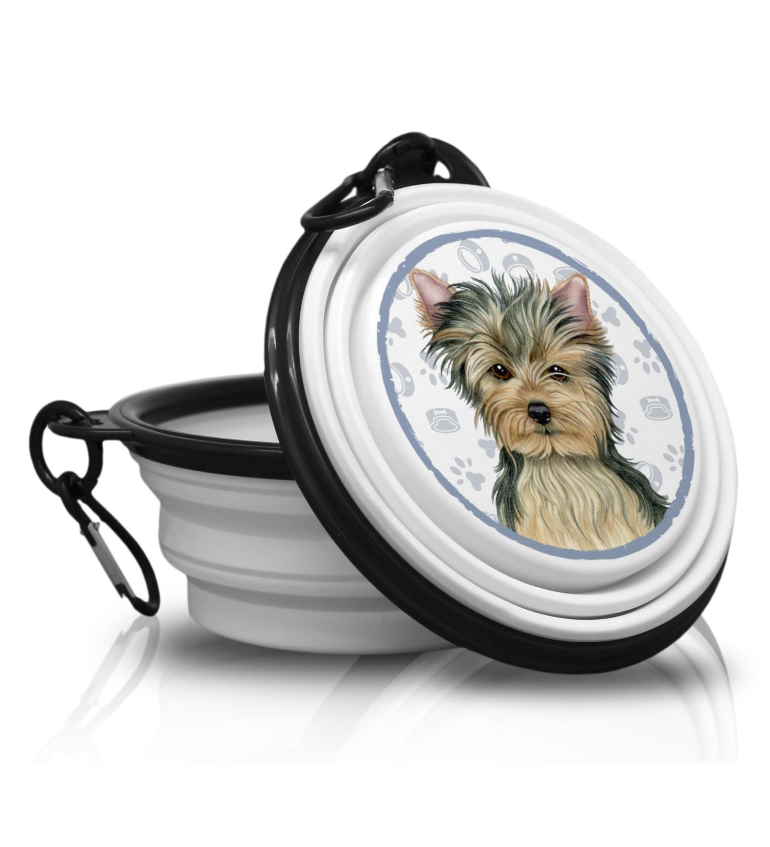 Yorkshire Yorkie Foldable Portable Dog Bowl with Carabiner Travel-Friendly Pet Food & Water Bowl - Buy Online on GoSupps.com