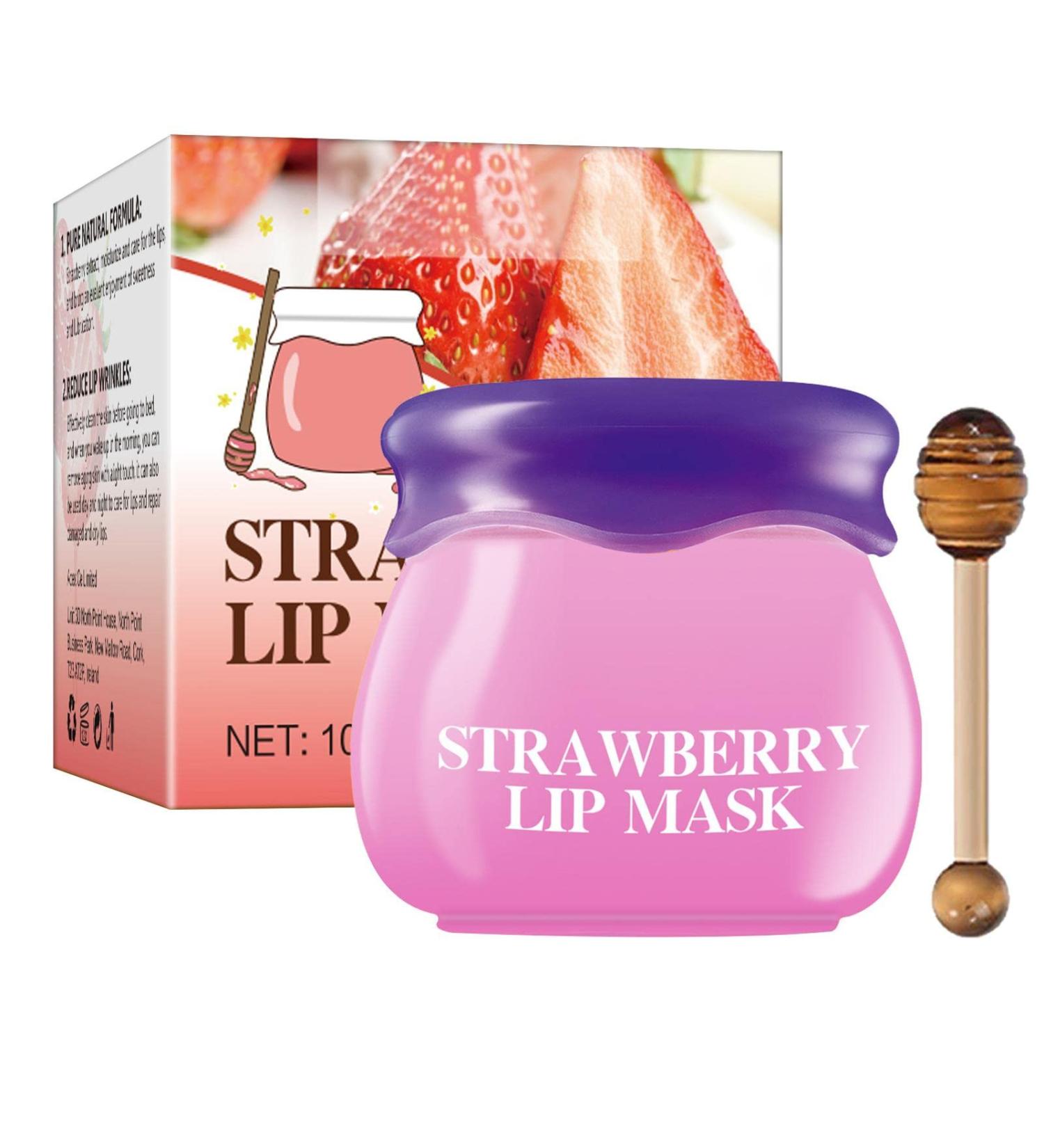 Komsoup Bee Balm Lip Balm - Hydrating Lip Care & Sleep Mask for Dry Cracked Lips | Strawberry Flavor - Buy Online on GoSupps.com