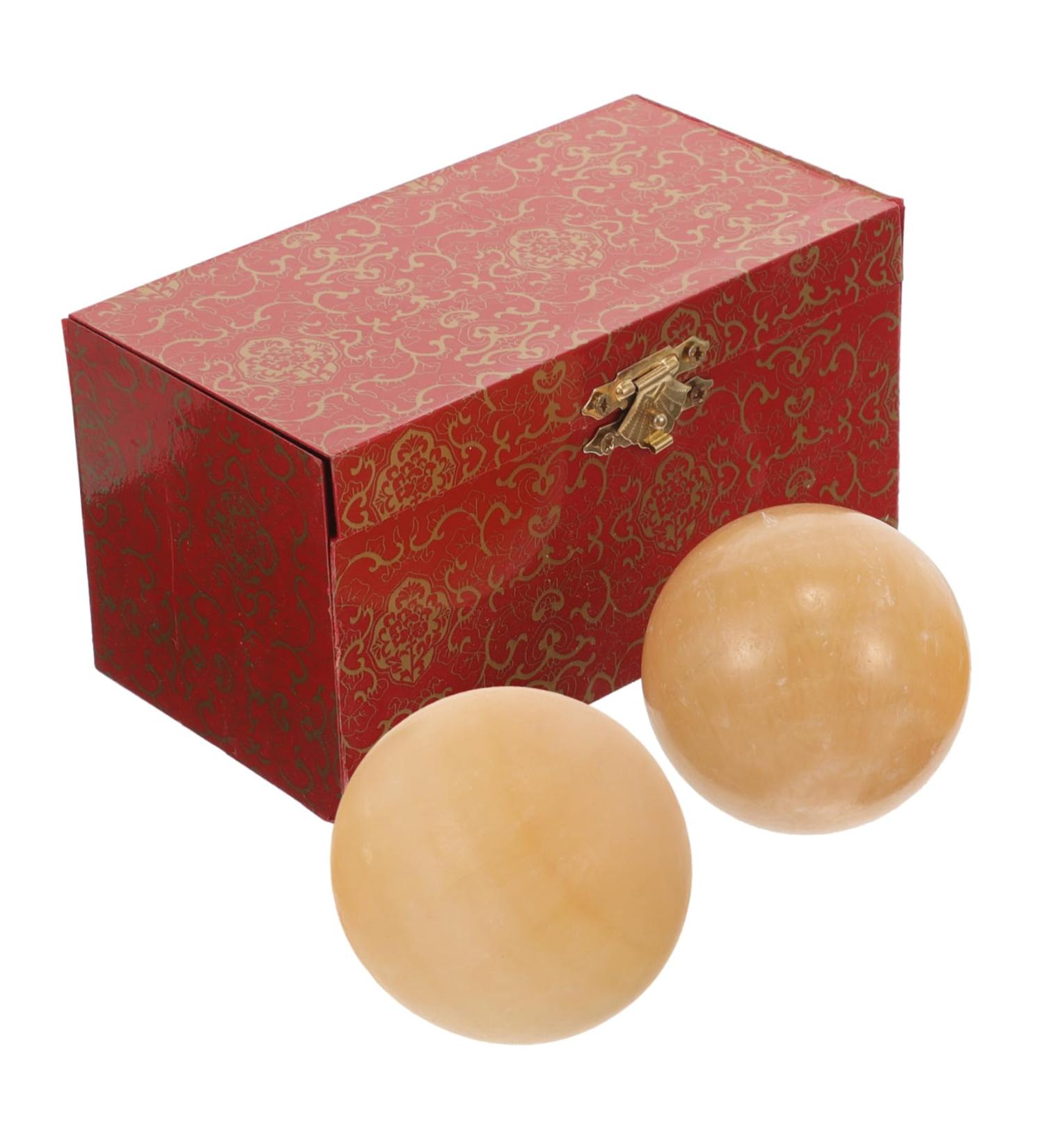 Beaupretty 2 STK Chinese Handballs - Marble Massage Balls for Muscle Relief & Fitness | Baoding Balls - 5.50cm Yellow - Buy Online on GoSupps.com