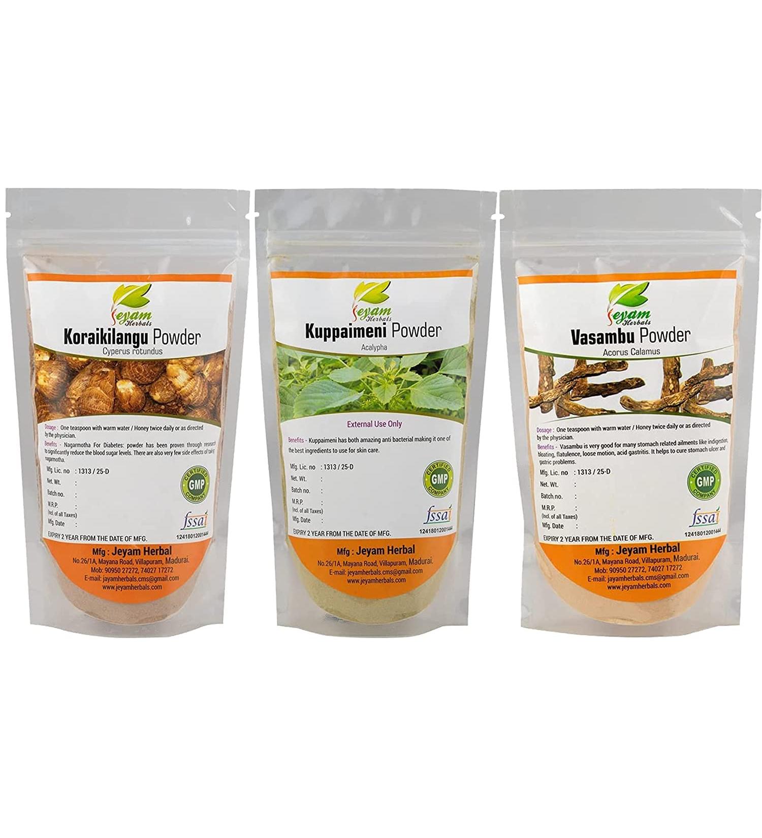 Admart Kuppaimeni Powder (200G) Koraikilangu Powder (200g) & Vasambu Powder (200G) - Buy Online on GoSupps.com