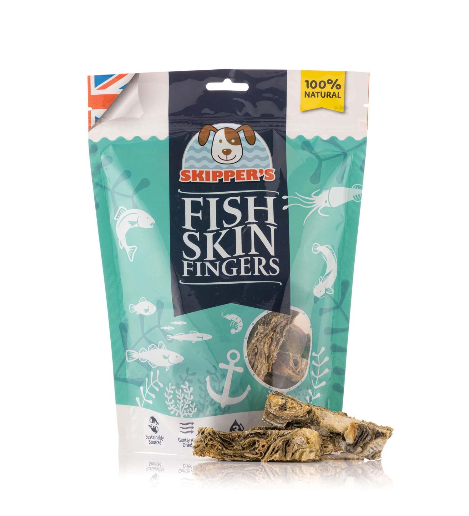 SKIPPER'S Fish Skin Jerky Fingers 250gm - Gently Air Dried Good for Teeth & Digestion Remove Plaque & Tartar Essential Omega 3 Oils 100% Natural Healthy Low Fat & Grain Free Dog Treats & Chews 250 g (Pack of 1) - Buy Online on GoSupps.com