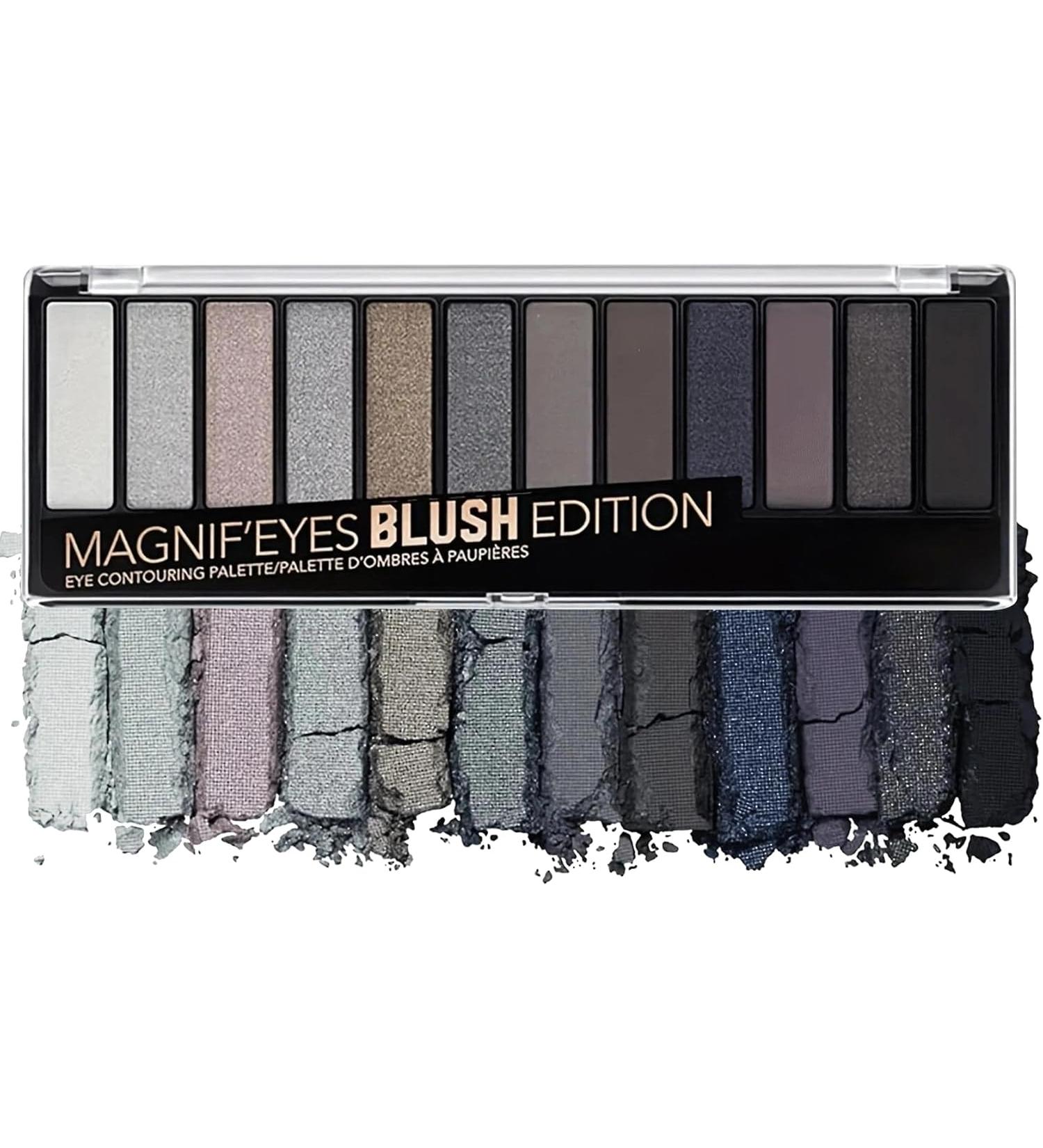 LingHaoLH Black Grey Smoky Eyeshadow Palette 15 Colors Matte Shimmer Pigmented Eye Shadow Makeup Palette Set with 3 Eyeshadow Brushes - H