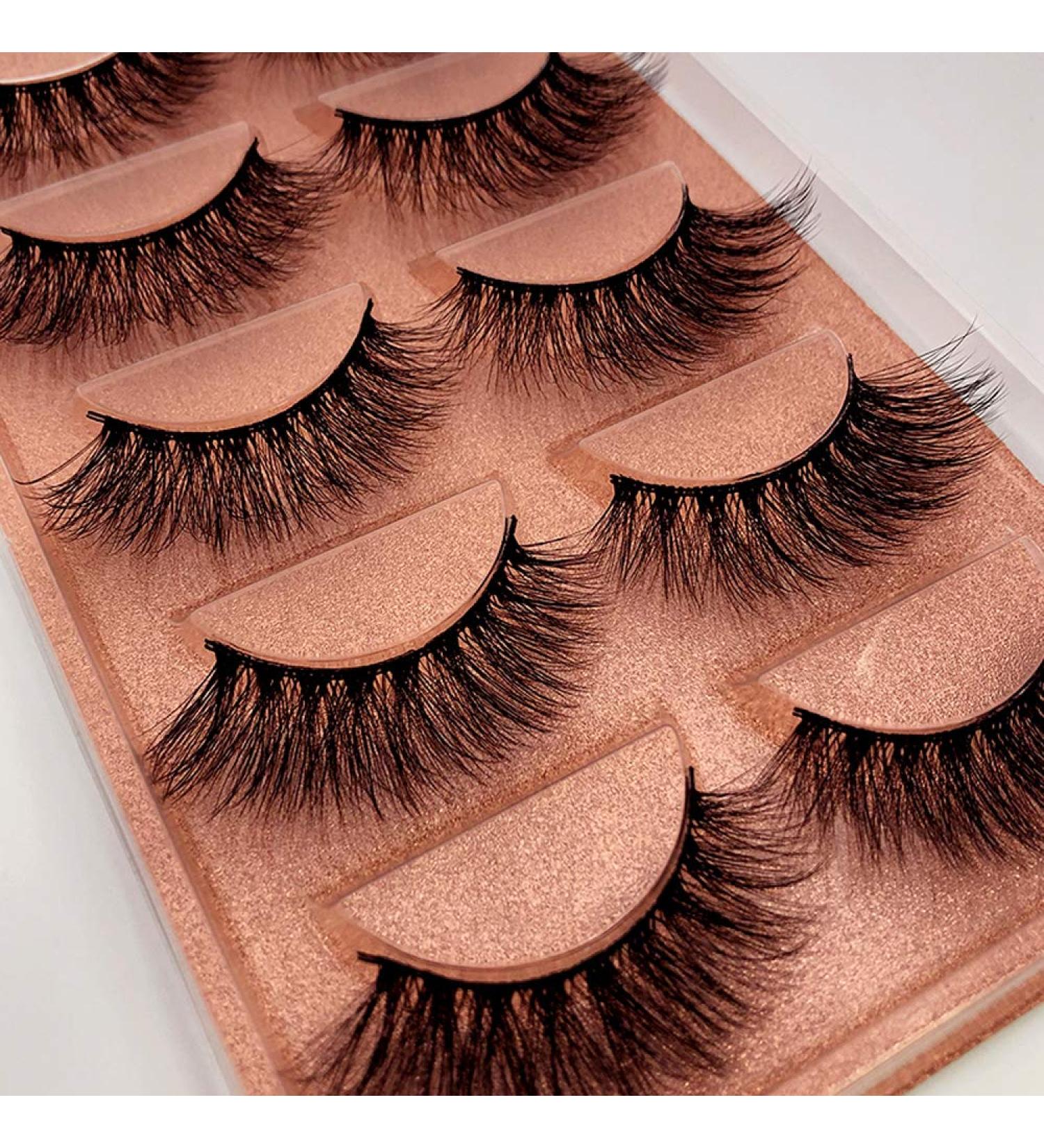 HBZGTLAD 5 Pairs Fluffy Faux Mink Strip 3D Lashes - Natural False Eyelashes for Stunning Eyes | International Shipping Available - Buy Online on GoSupps.com