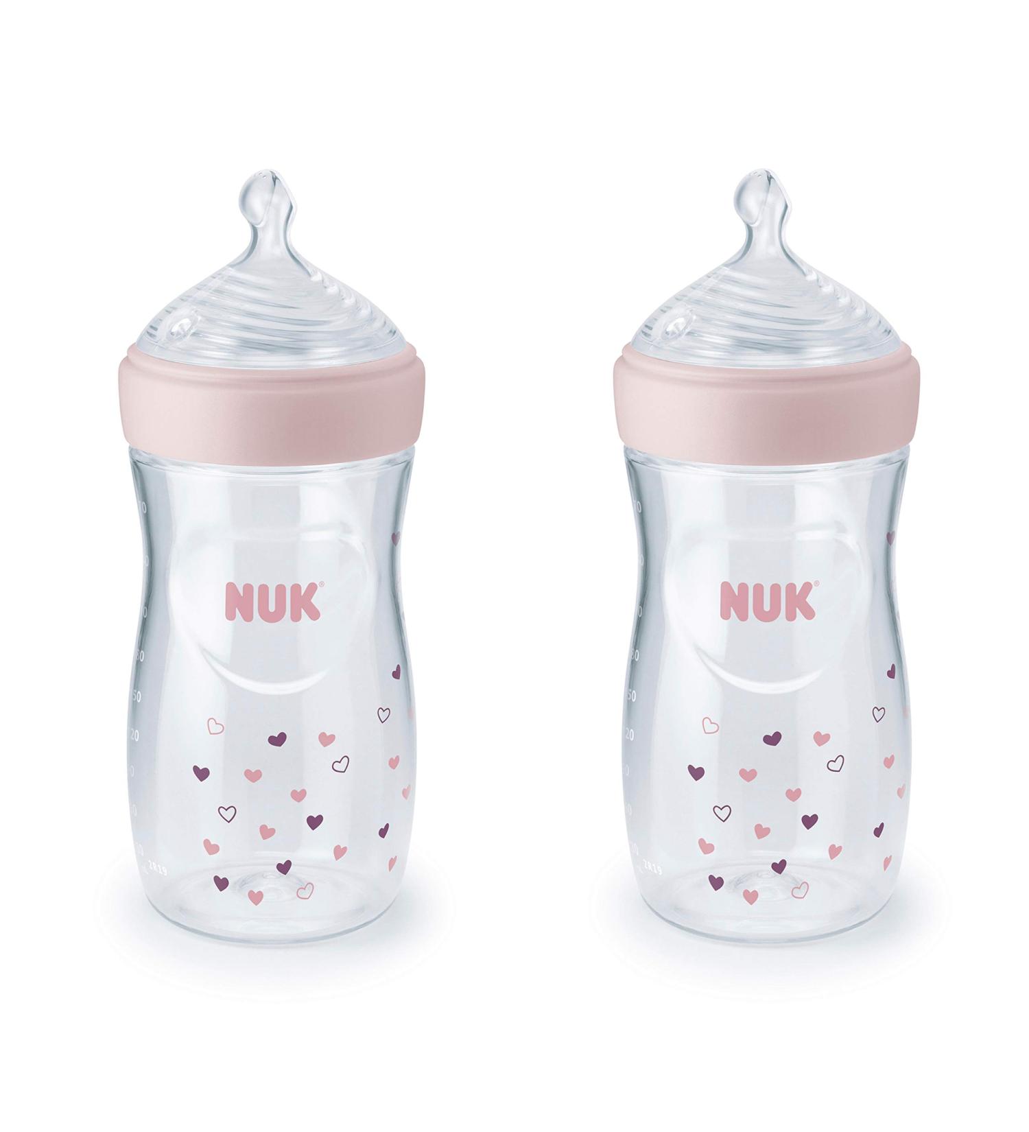 NUK Simply Natural Baby Bottle 9 oz (2-Pack) | Ideal for 1+ Months - Buy Online on GoSupps.com