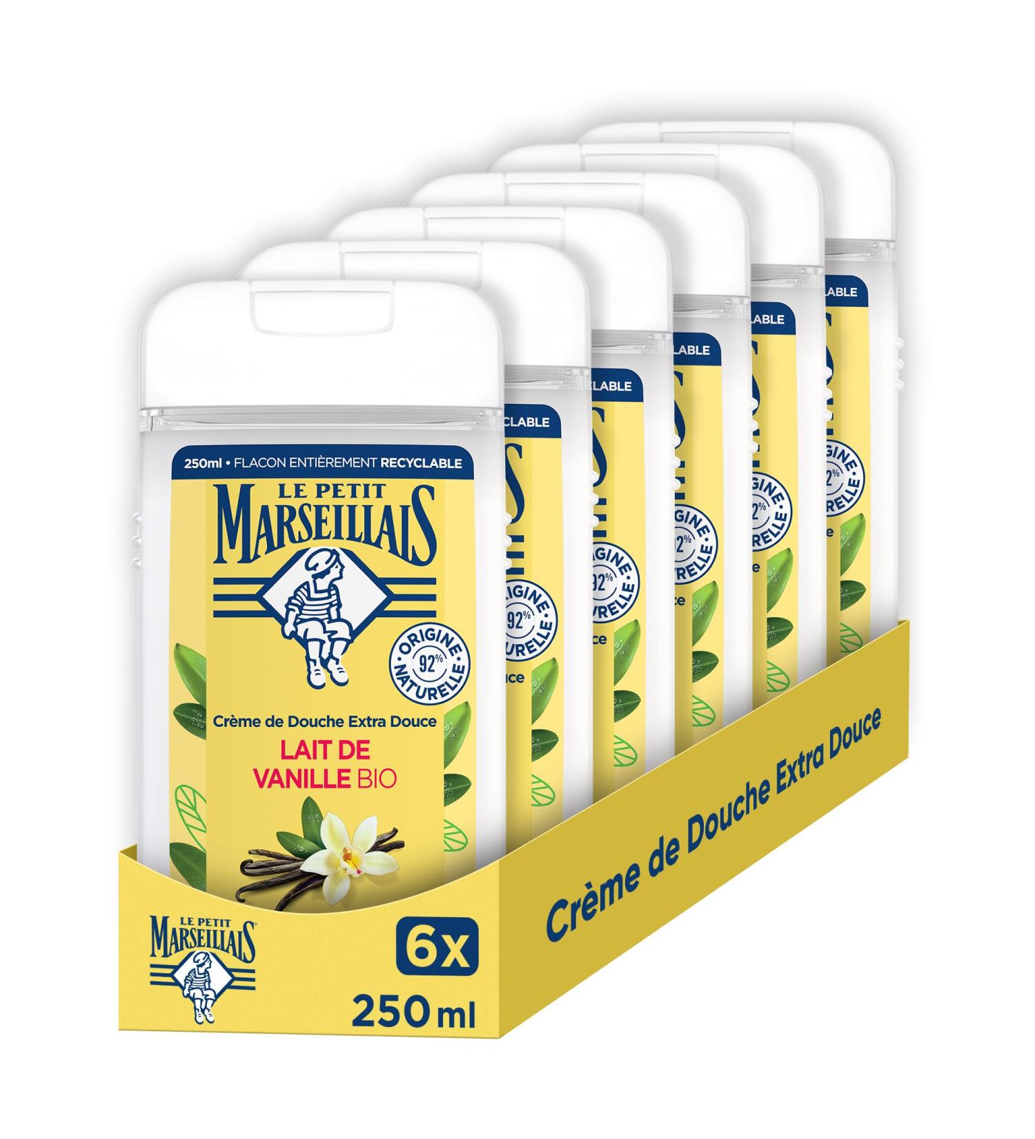 Le Petit Marseillais - Extra Gentle Shower Cream Organic Vanilla Milk (pack of 6 bottles of 250 ml) - 92% gold ingredients - Buy Online on GoSupps.com
