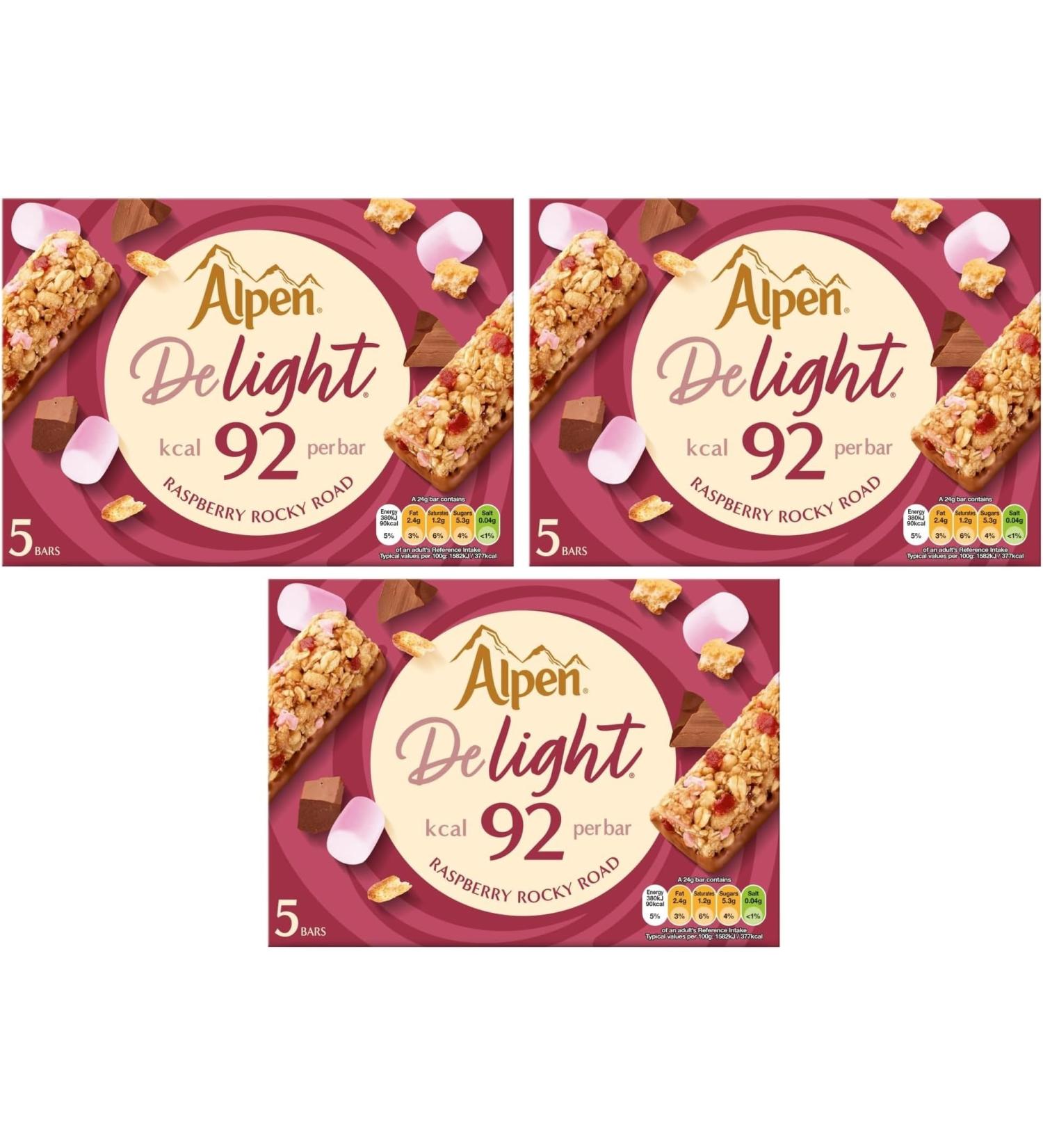 Alpen Light Raspberry Rocky Road Cereal Bar 19g 3 Pack (15 Bars)