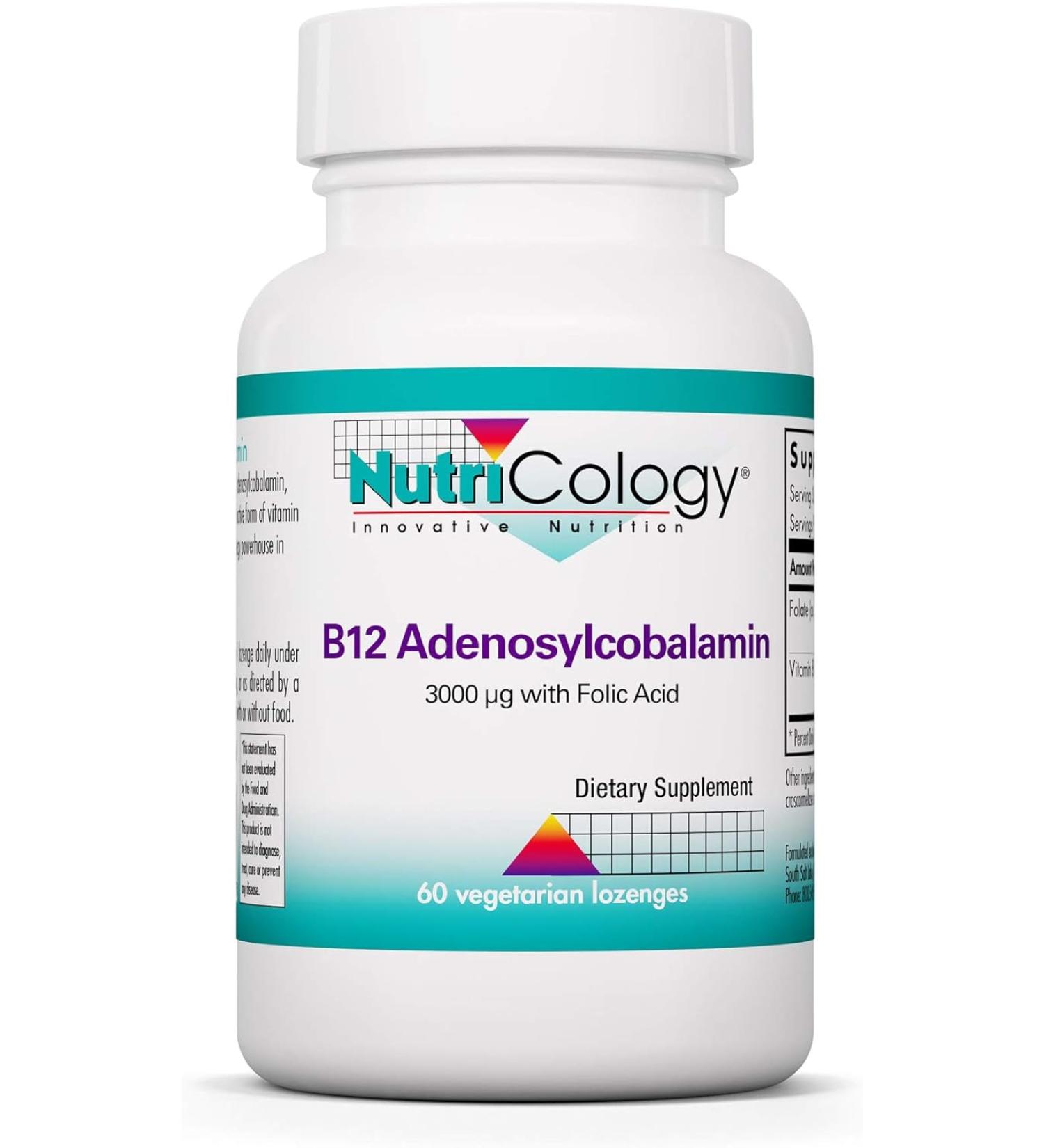 Nutricology B12 Adenosylcobalamin Vegetarian Lozenges - 60 Count - Buy Online on GoSupps.com