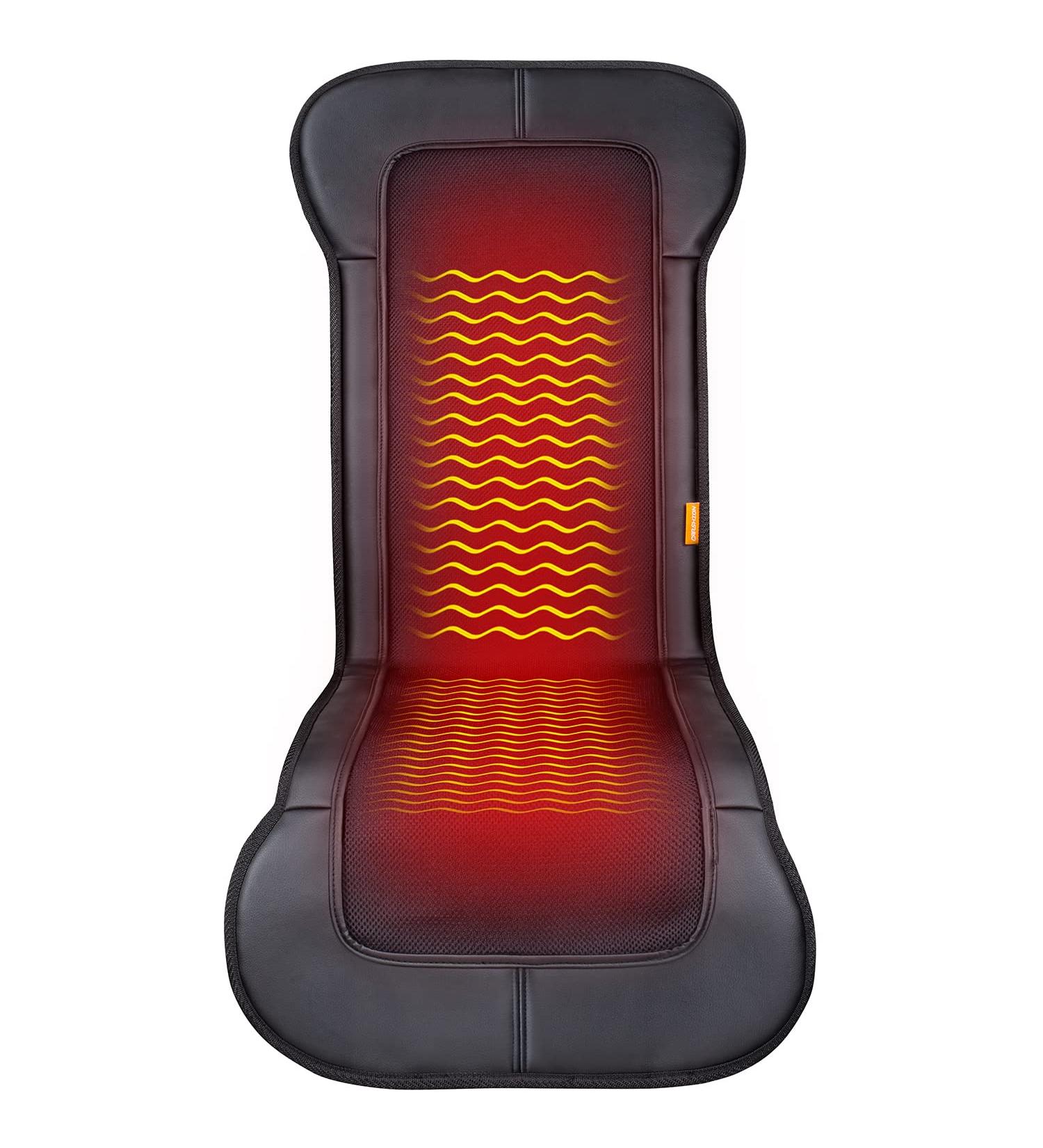 CARSHION Heated Seat Cover - Longer Size PU Leather with Fast-Heating Technology for Back, Waist, Thighs - Reduce Stress - Buy Online on GoSupps.com