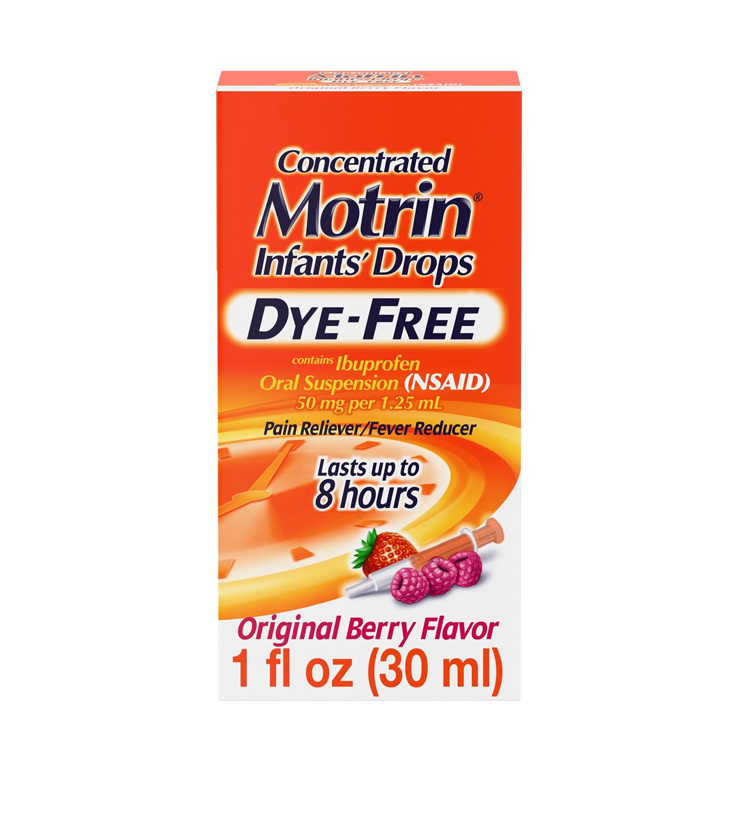 Infants' Motrin Concentrated Liquid Medicine Drops with Ibuprofen  Berry  1 fl. oz Original Berry  Dye-Free 1 Fl Oz (Pack of 1) - Buy Online on GoSupps.com